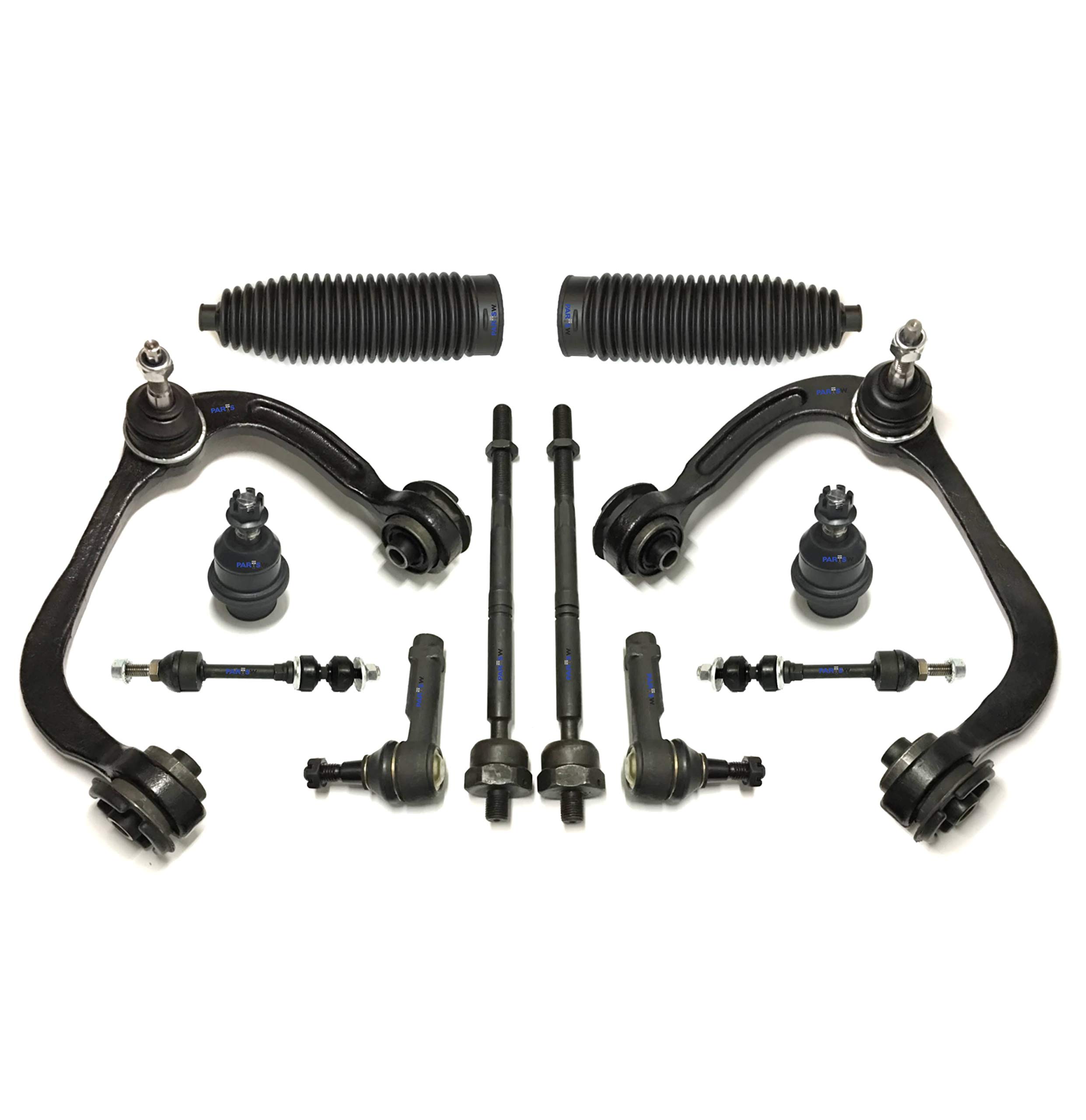 12-Piece Suspension & Steering Control Arm Kit with Lower Ball Joints, Bellow Boots & Tie Rod Ends - Compatible with RWD Ford F-150 & Lincoln Mark LT - Perfect for Off-Roading, Towing & Smooth Ride Maintenance