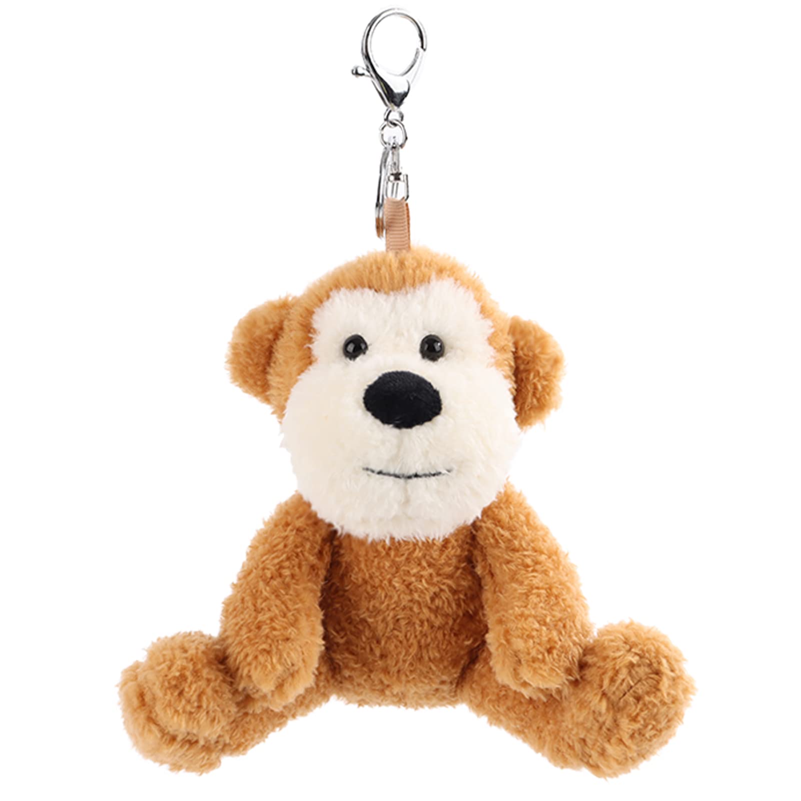 **Soft Plush Apricot Lamb & Monkey Stuffed Animal Keychain - Cute 6
