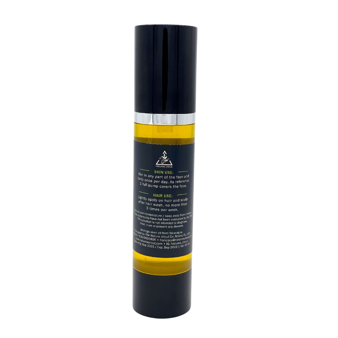 Organic Moringa Oil for Skin & Hair Care - 100% Pure Natural Face Moisturizer to Soothe, Tighten & Hydrate Skin - Helps with Acne & Eczema Treatment - 50ml Bottle for Daily Beauty & Wellness Routine