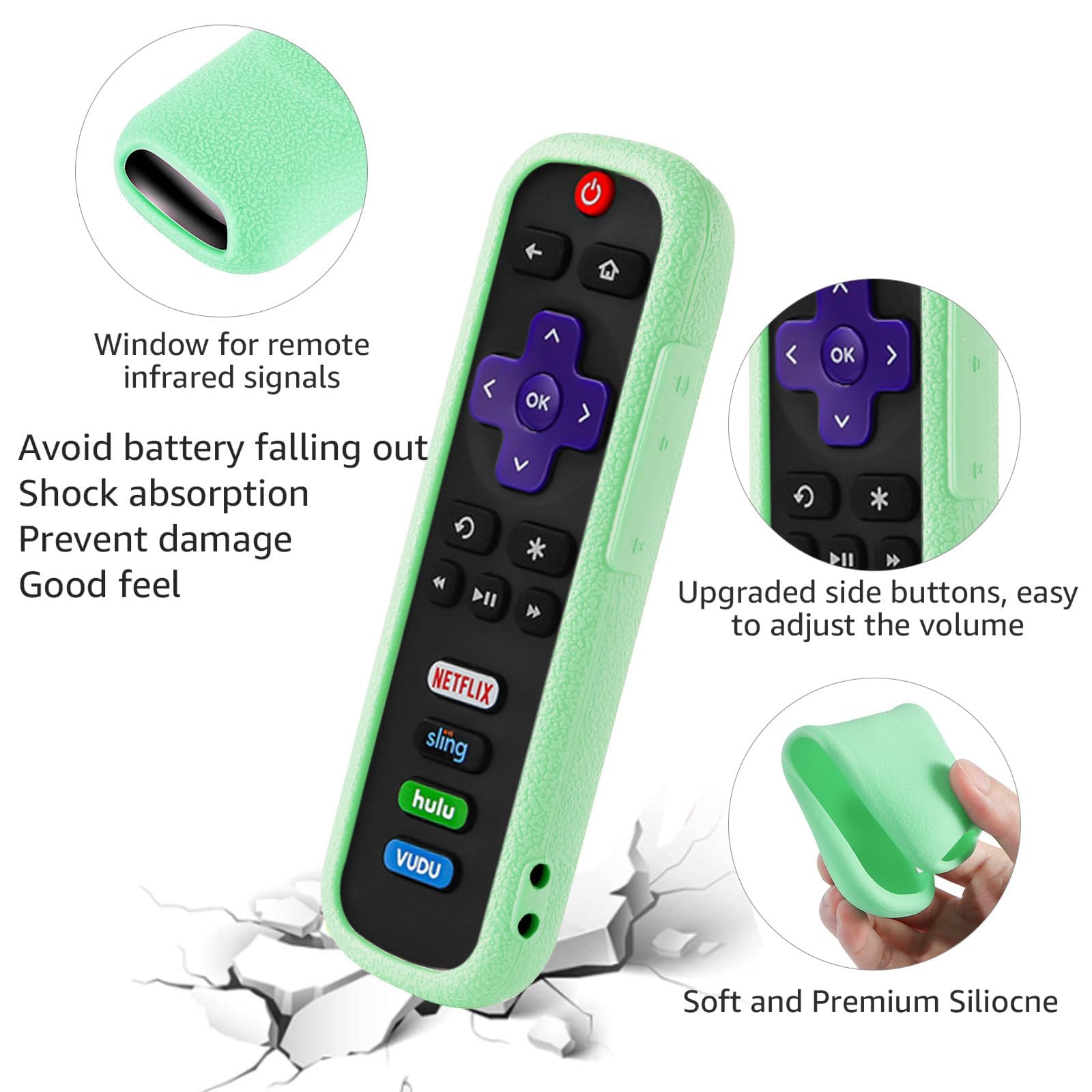 4-Pack Roku Remote Covers - Universal for Hisense/TCL TV - Glow in Dark (Orange/White/Green/Blue) - Perfect for Night Use