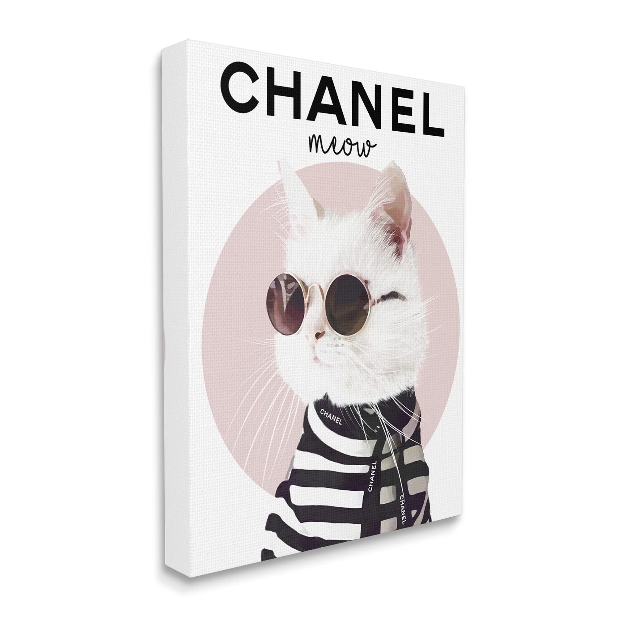 Stylish Pink Cat Fashion Circle Art Print - Chic Kitty Meow Glam Wall Decor for Living Room, Bedroom & Office