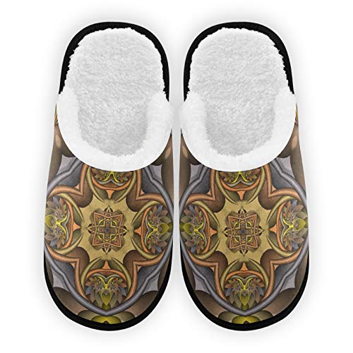 Mandala Classical Men's Women's Slippers - Plush Lined Comfortable Warm Coral Fleece House Shoes for Indoor, Outdoor & Spa - Perfect for Relaxation at Home, Yoga Studios and Hotel Use