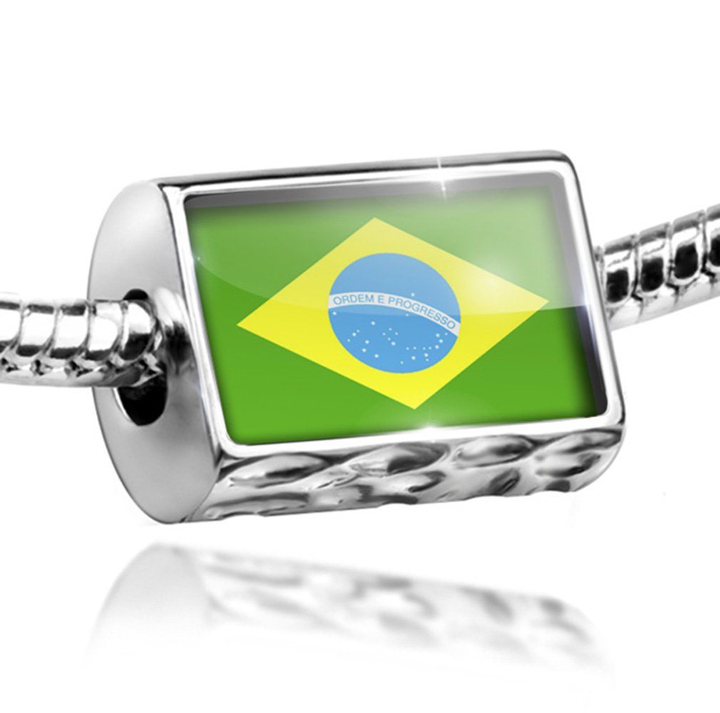 Brazil Flag Charm Bead - Compatible with All European Bracelets for Women & Men - Perfect for Travel, Gifts, and Patriotic Jewelry