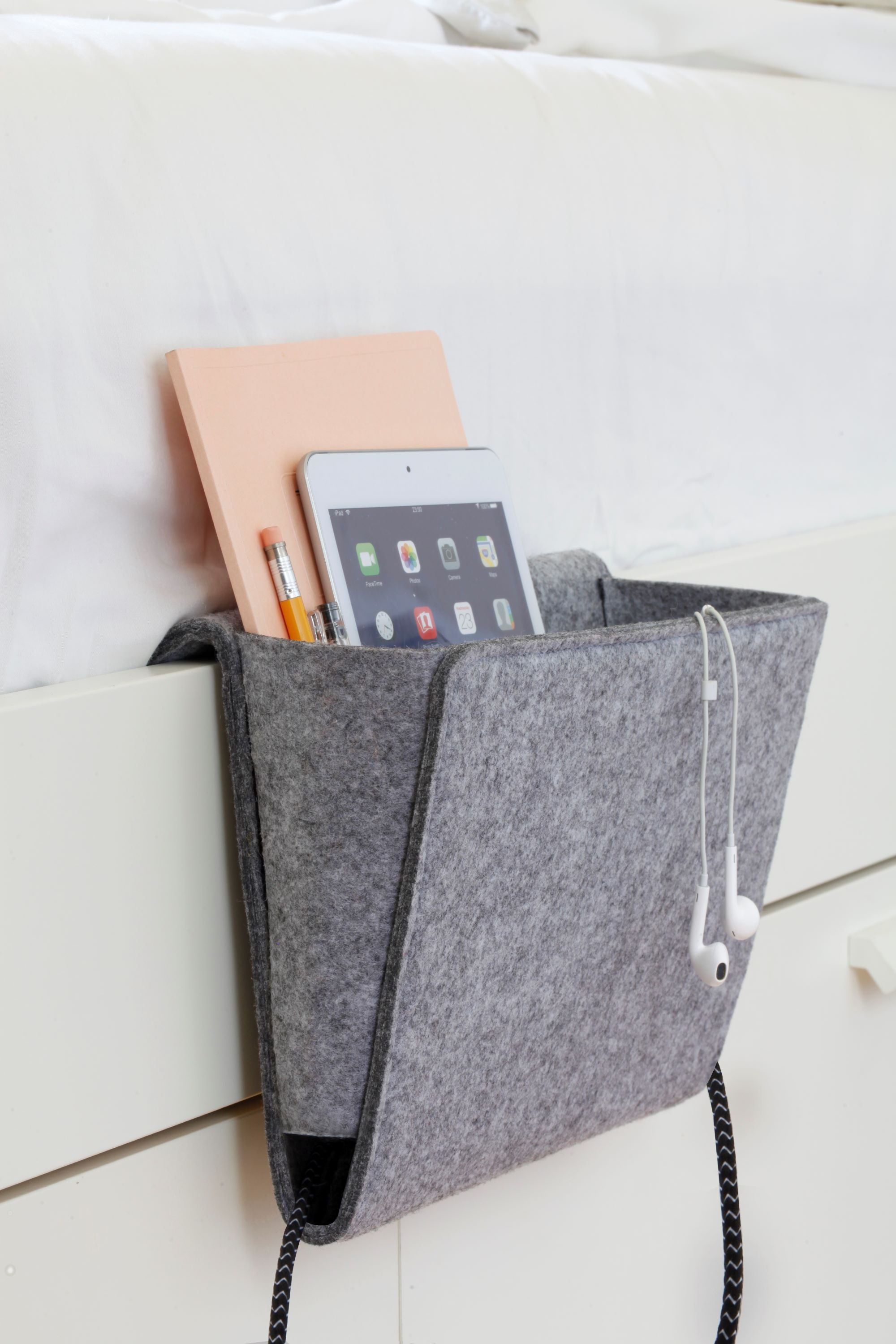 Soft Felt Bedside Caddy Organizer - Storage Pouch for Phone, Glasses, Books & Essentials - Perfect for Nightstand, Sofa, Office & Travel Use