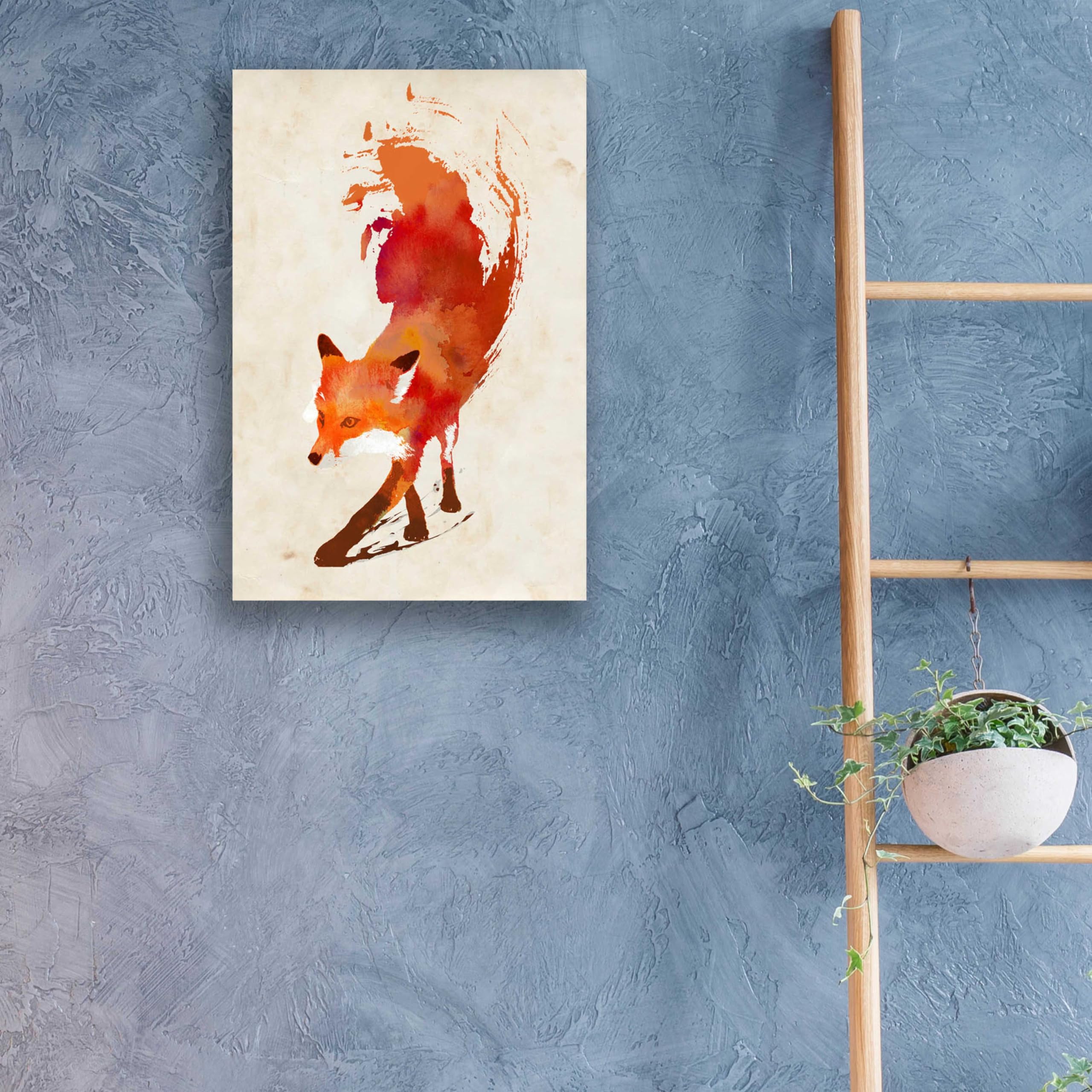 Robert Farkas 'Vulpes Vulpes' Acrylic Glass Wall Art - 16x24 Inches Fox Painting - Modern Home Decor for Living Room, Bedroom & Office