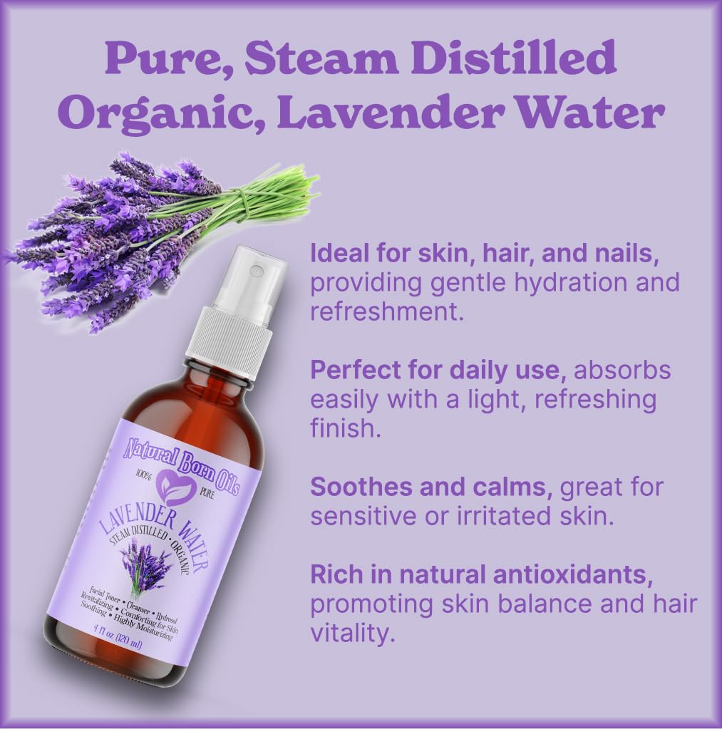 Organic Lavender Hydrosol Water - 1 Gallon Pure Natural Calming Essence for Skin Balancing, Hair & Scalp Care | Aromatherapy, DIY Beauty Products, Home Spa Relaxation