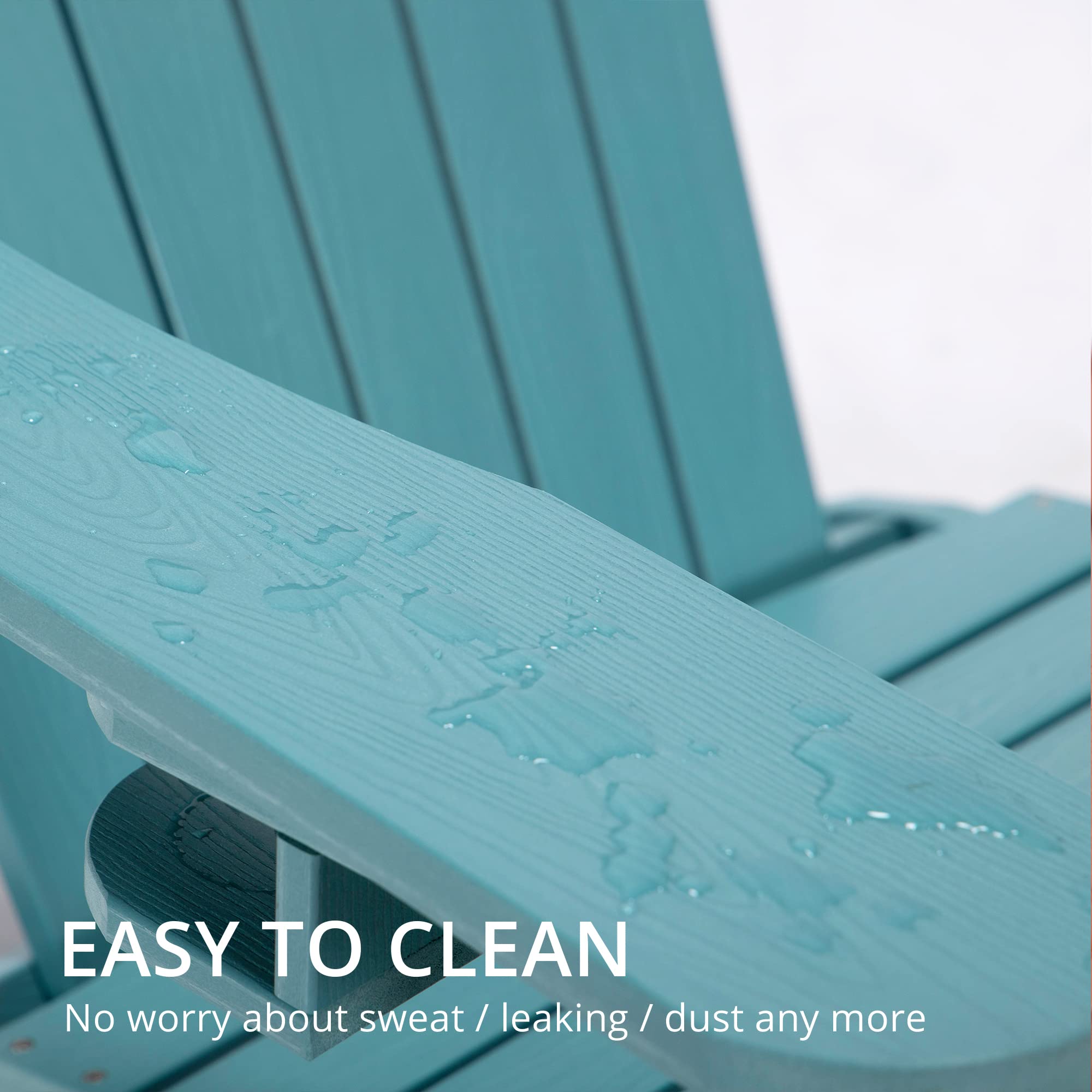 Premium LUE BONA HDPS Adirondack Chairs Set of 8 - Weather-Resistant Outdoor Plastic Chairs with Cup Holder & 350LB Capacity - Modern Patio, Deck & Porch Furniture in Blue Turquoise - Perfect for Backyard, Garden & Poolside Relaxation