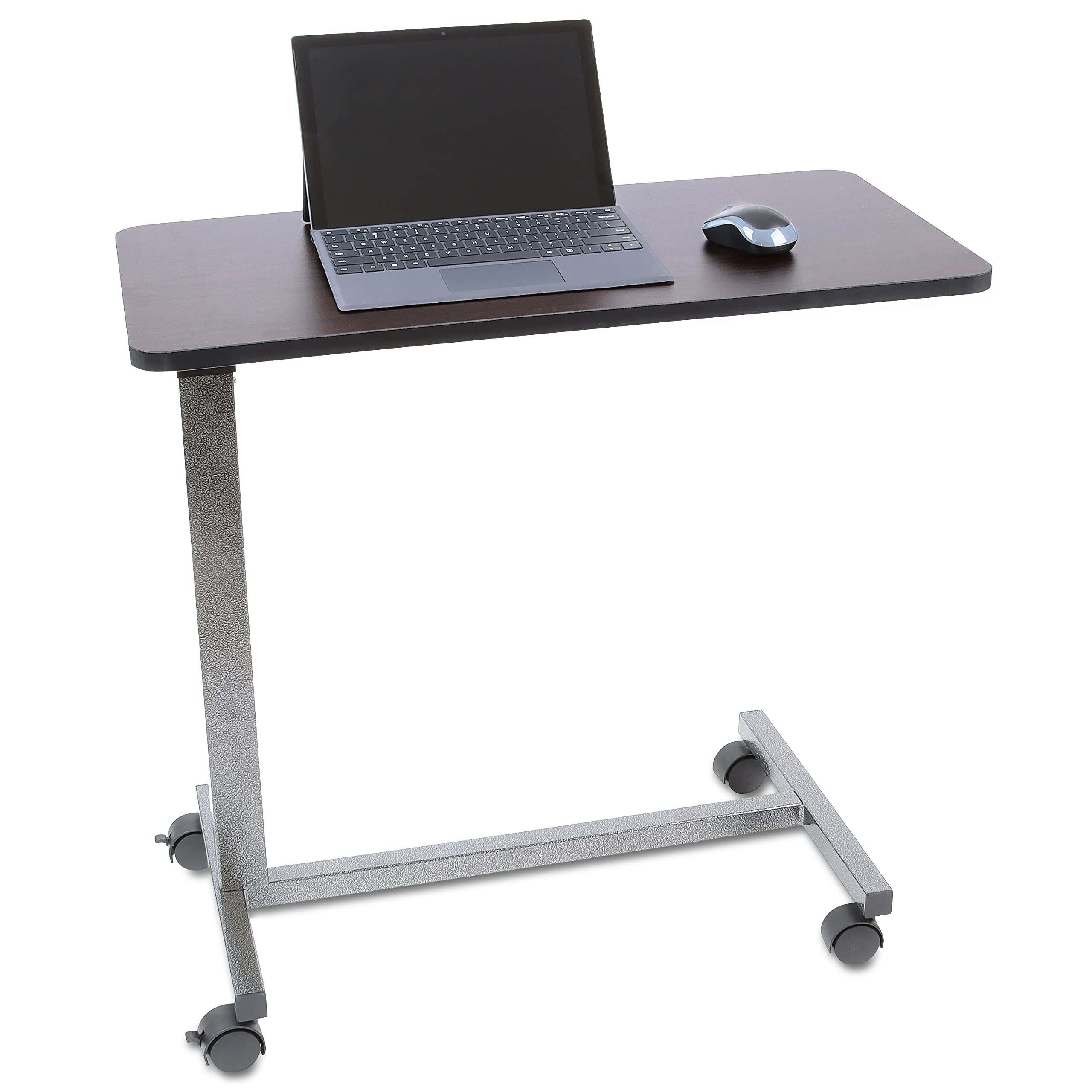 Adjustable Carex Hospital Bed Table with Wheels - Overbed Laptop Table for Recliner, Bed, and Sofa - Portable Computer Desk for Home, Office, and Hospital Use