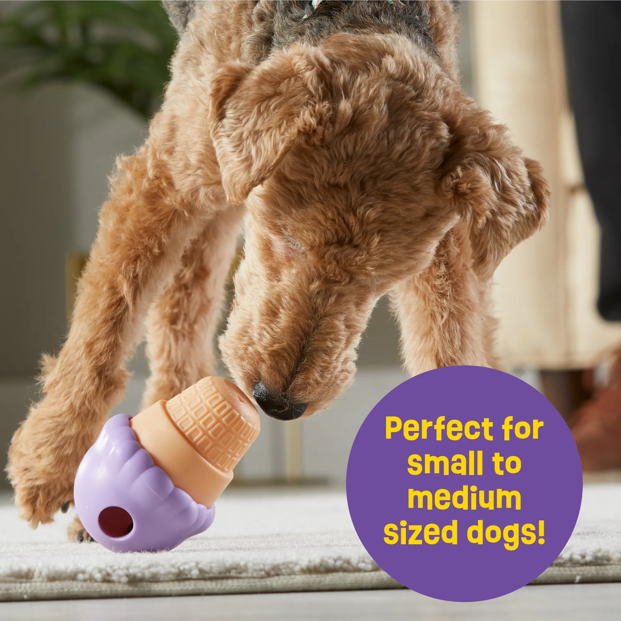 Brightkins Dog Toy Ice Cream Treat Dispenser - Interactive Treat Dispensing Toy for Small & Medium Dogs - Fun Training Reward Toy for Indoor & Outdoor Play