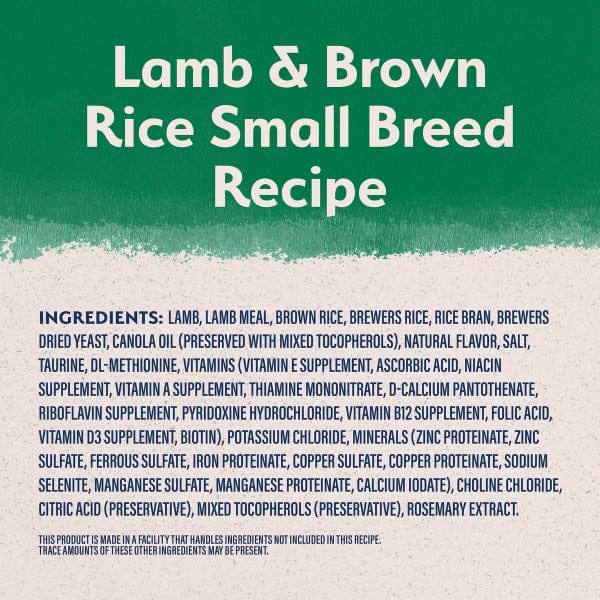 Natural Balance Limited Ingredient Lamb & Brown Rice Small Breed Dry Dog Food - Grain Free, Hypoallergenic Formula for Sensitive Stomachs - Perfect for Small Dogs with Food Allergies at Home or Travel