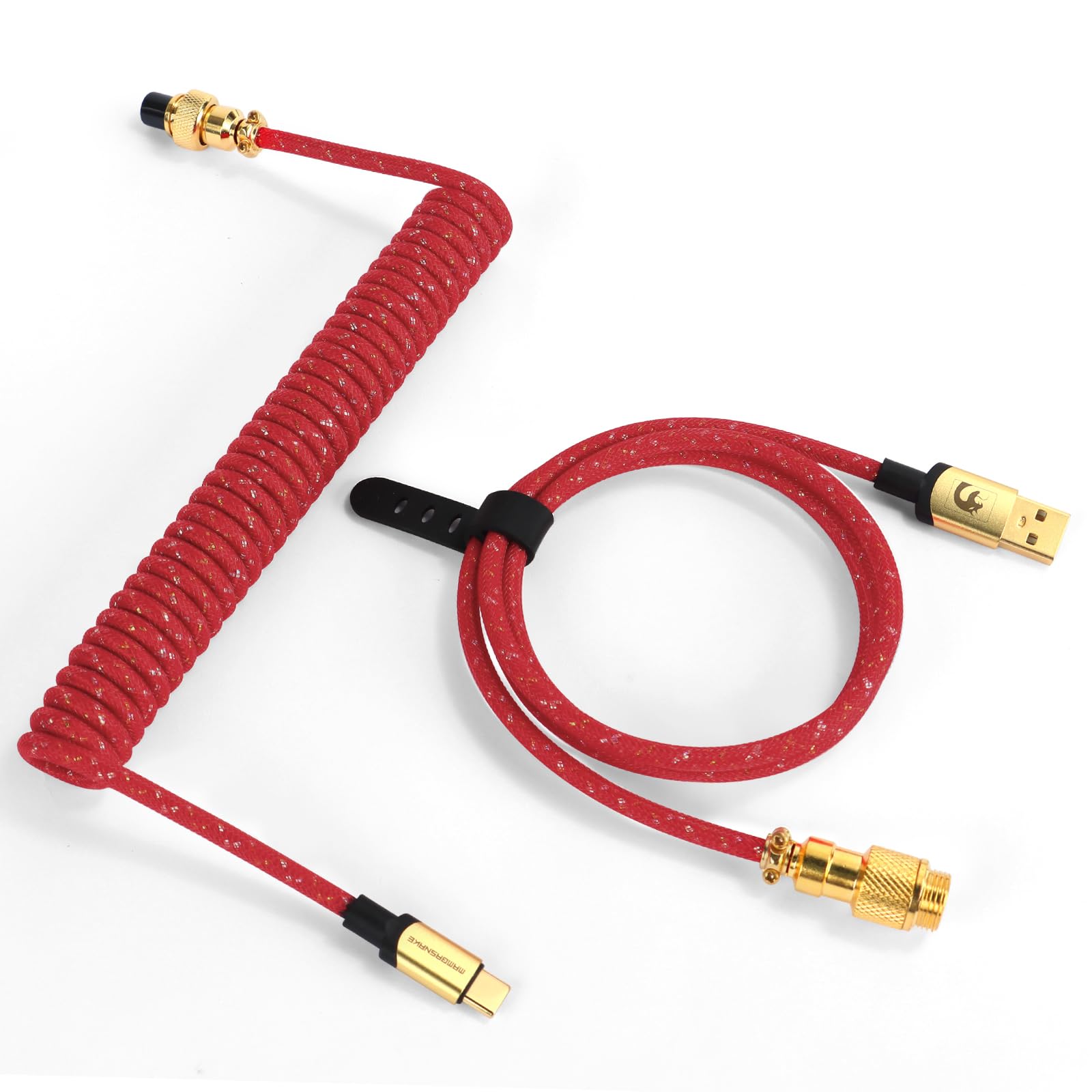 MAMBASNAKE C03 USB-C Gaming Keyboard Cable - Nylon Braided, Detachable Aviator, 8KHz for Pro Gamers - Red