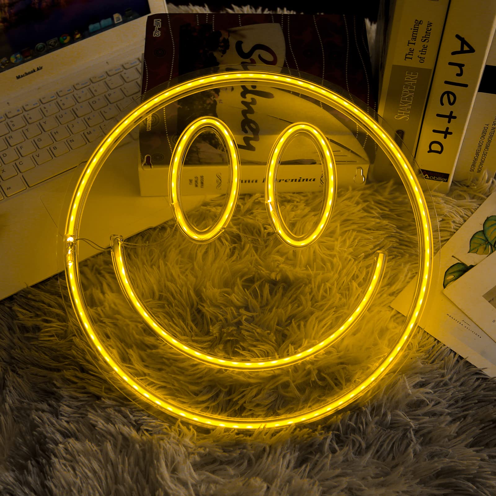 Fionnuar Smile Neon Sign - 16''x7'' LED Wall Decor Light for Bachelorette, Engagement, Birthday & Wedding Parties | Bright Night Light for Home, Bar, Cafe & Bedroom Decoration