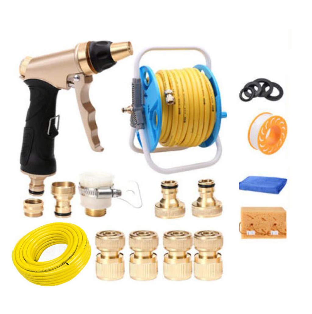 JLDN 15m Lightweight Portable Garden Hose Reel with Spray Gun - Perfect for Home Gardening, Lawn Care, Car Washing & Greenhouse Irrigation