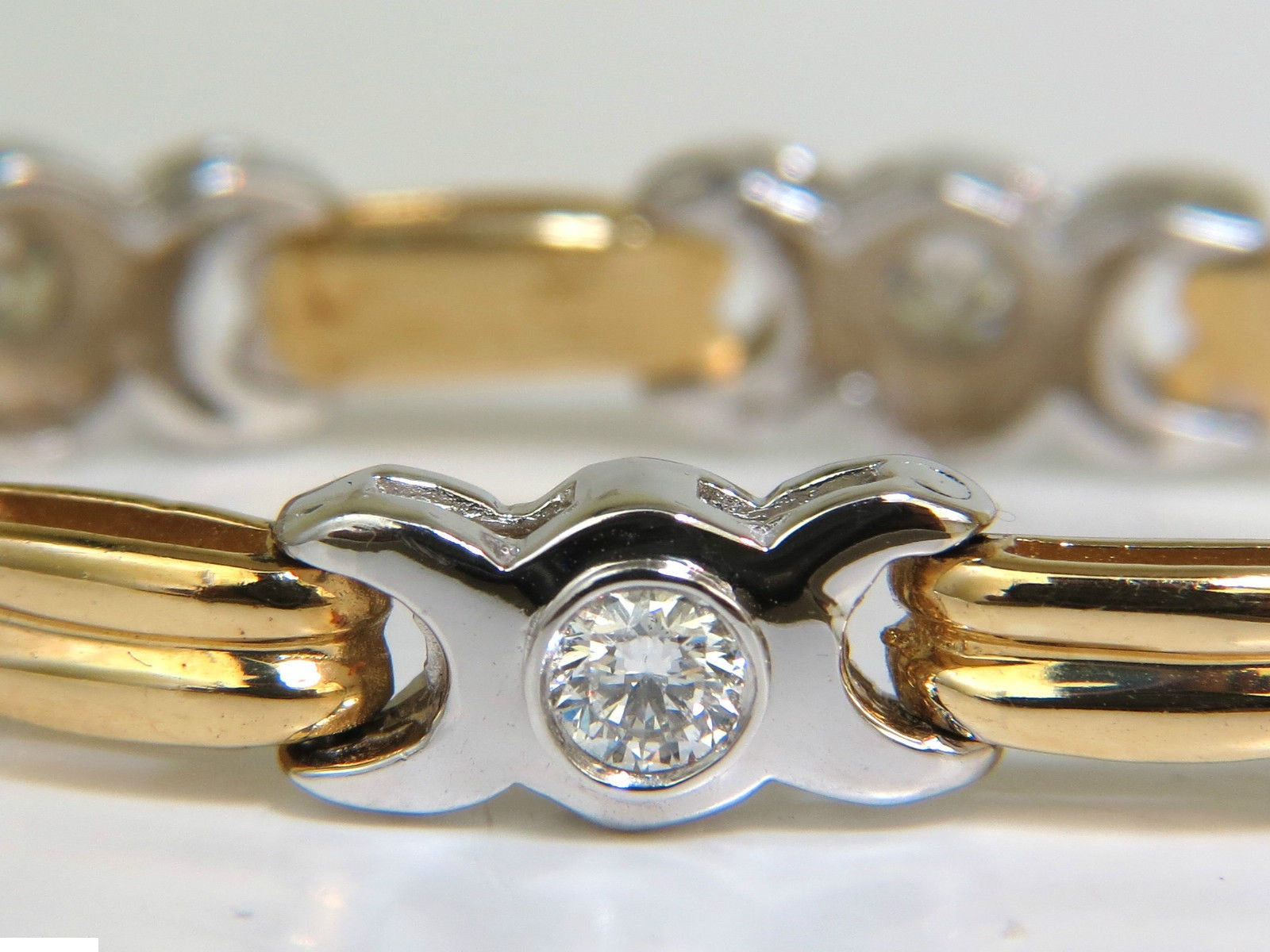 2.00 Carat Diamond Bezel Link Bracelet - G/VS2 Quality - 14K Two-Tone Gold (White & Yellow) - Perfect for Weddings, Anniversaries & Special Occasions