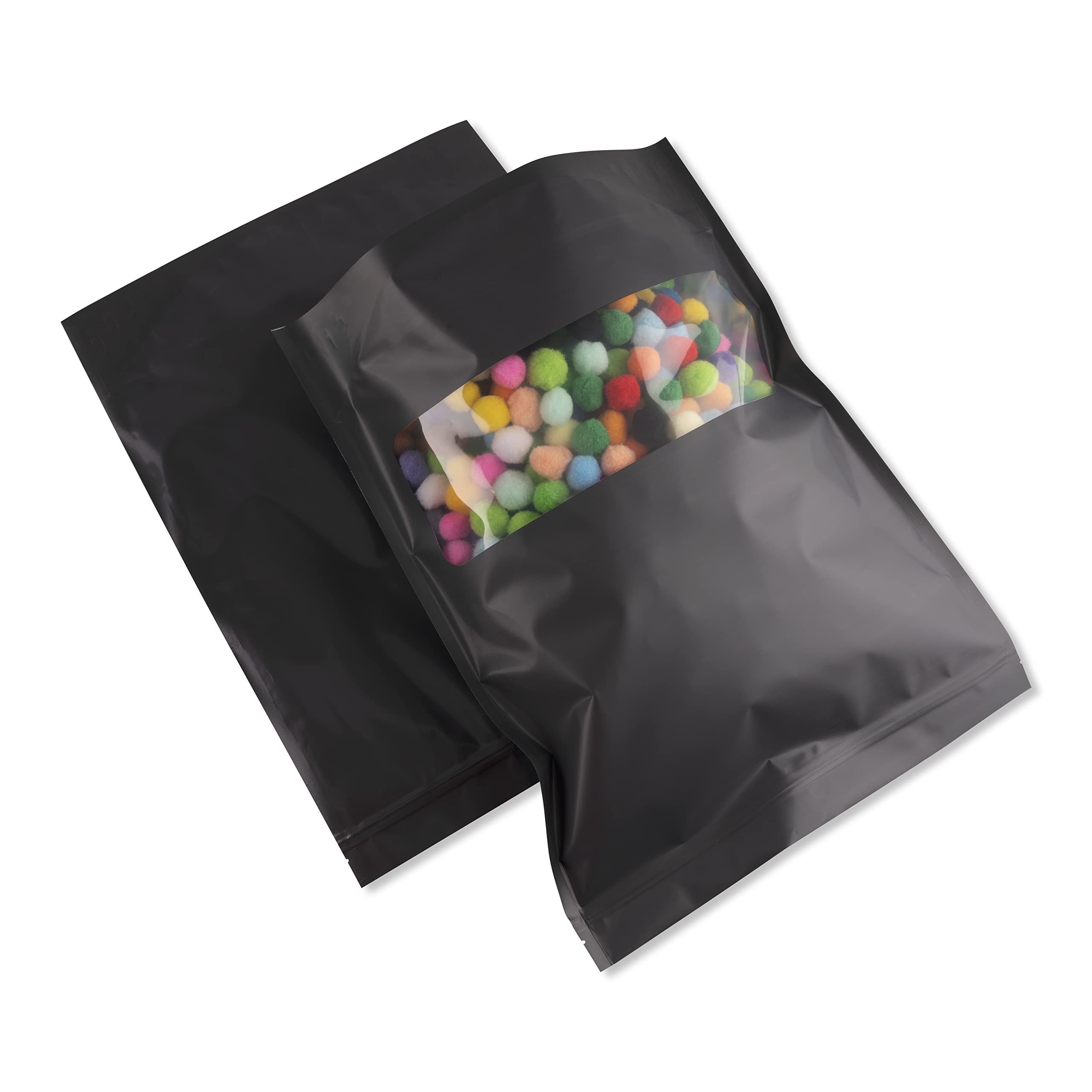Premium Smell Proof Mylar Bags - 100 Count 6mil Thick Food Storage Bags with Resealable Zipper - Airtight Packaging for Cannabis, Coffee, Tea & Dry Goods (Black/Clear) - Ideal for Home Kitchen & Commercial Use