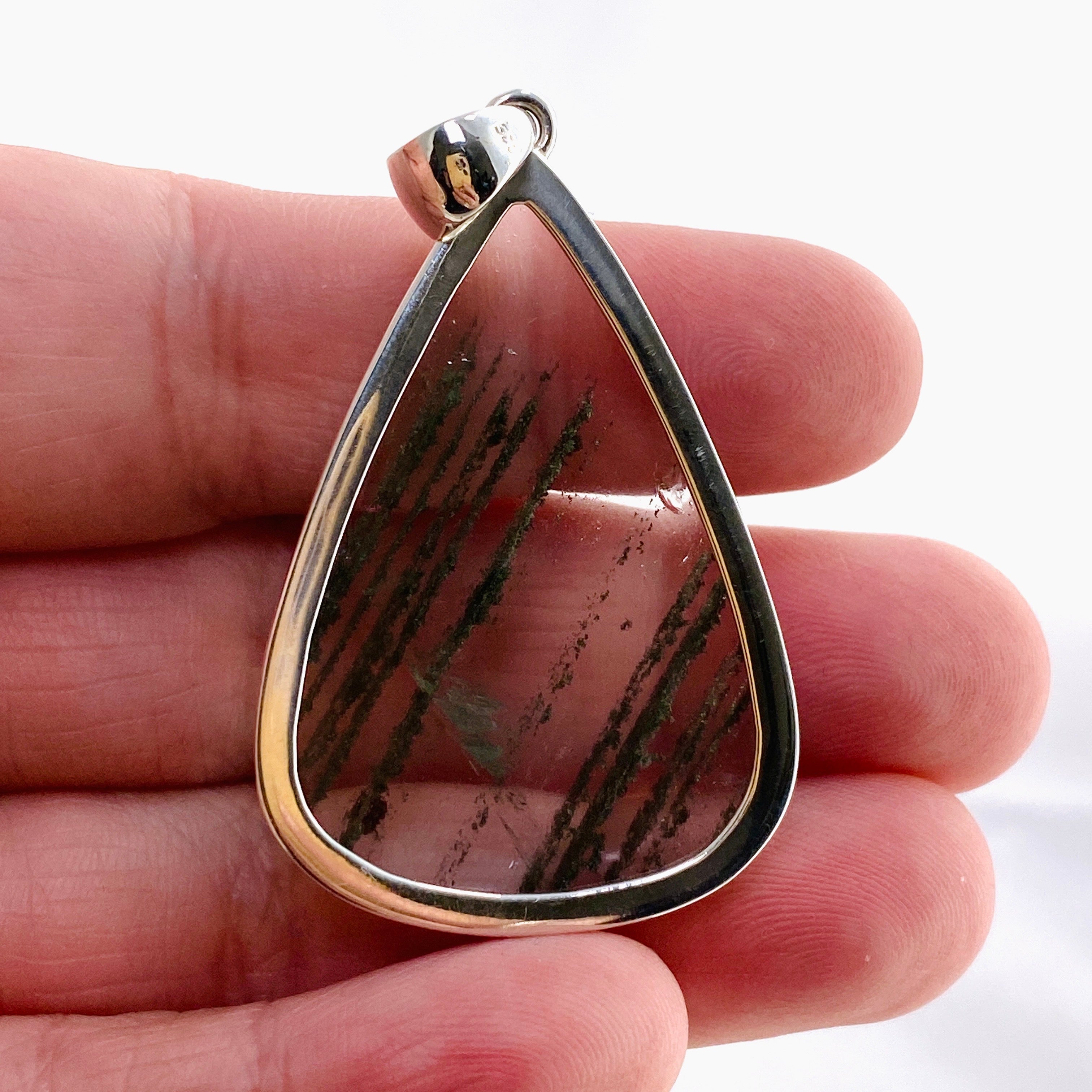 Lodolite Garden Quartz Teardrop Cabochon Pendant KPGJ4723 - Healing Crystal Jewelry for Meditation, Energy Work & Spiritual Gifts