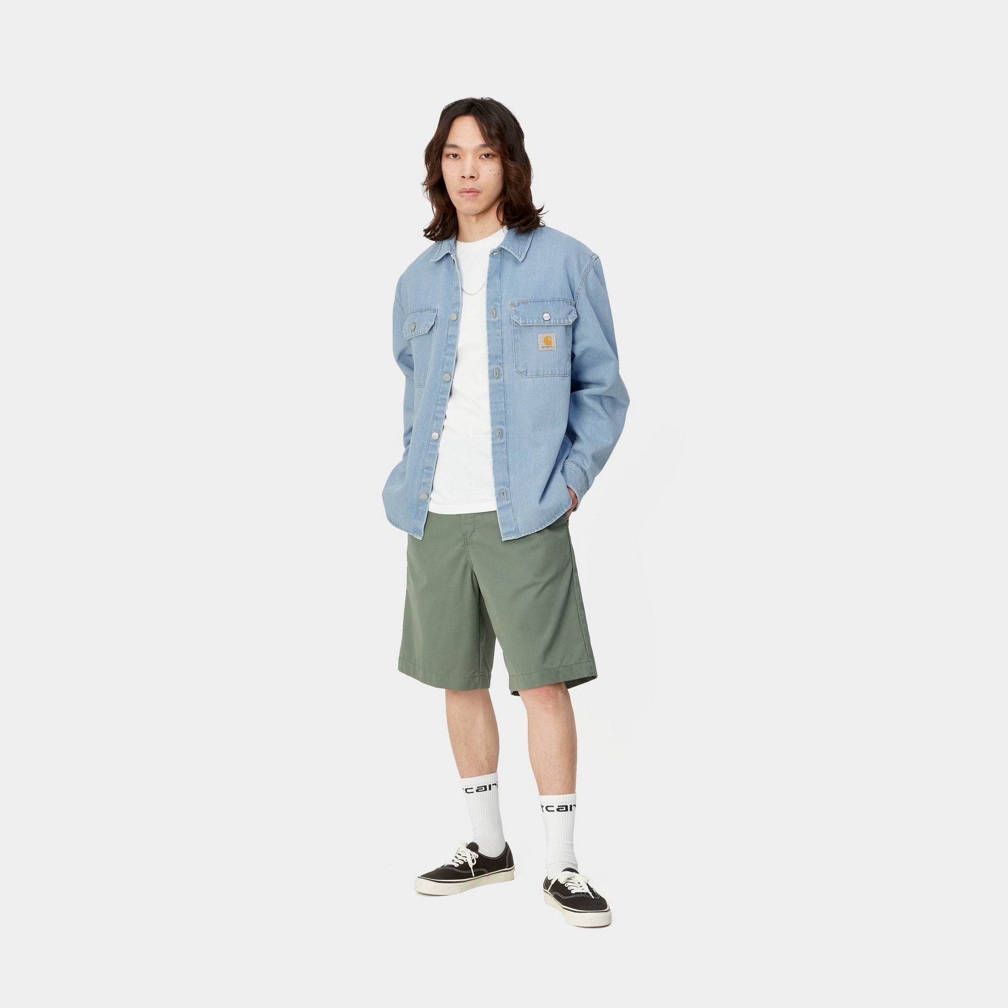 Harvey Shirt Jacket for Men - Stone Bleached Blue Denim Shacket | Casual Outerwear for Fall & Spring | Perfect for Layering, Weekend Outings and Streetwear Fashion