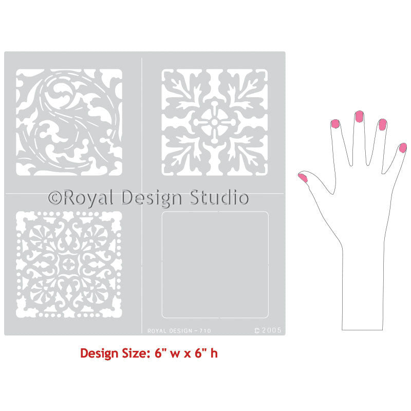 Renaissance Tile Stencils Set B - 12-Piece DIY Mosaic Painting Kit for Home Decor & Crafts | Perfect for Wall Art, Floor Designs, and Creative Projects