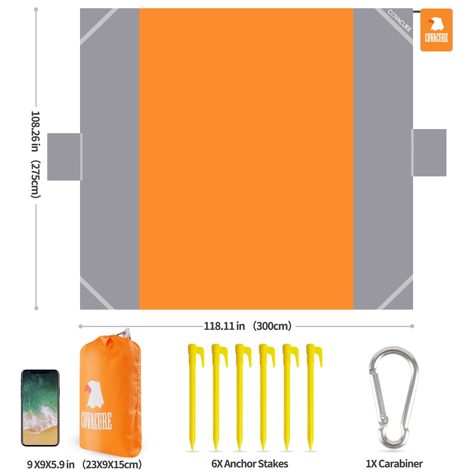 Extra Large Waterproof Beach Blanket 118x108