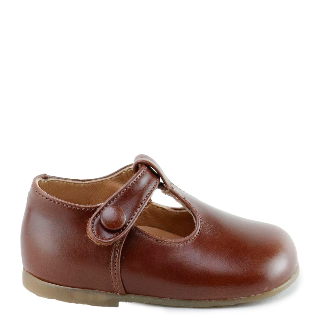 Papanatas Baby Girls' Soft Leather T-Strap Shoes with Non-Slip Sole - Cute Hazel Nut Brown First Walkers for Toddlers 12-24 Months | Perfect for Special Occasions, Photo Shoots & Daily Wear