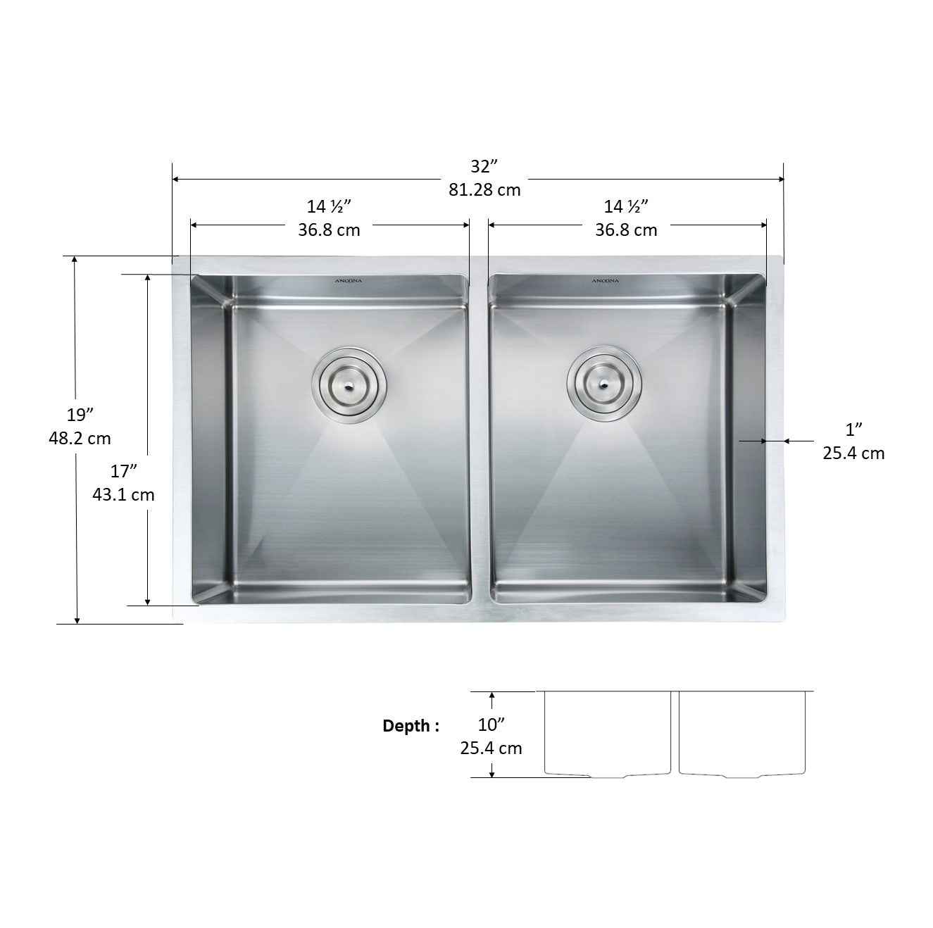 Prestige Series 32-Inch Undermount Stainless Steel Double Bowl Kitchen Sink - 50/50 Design with Satin Finish, Drain Grids & Strainers - Perfect for Modern Kitchens, Food Prep, and Busy Households