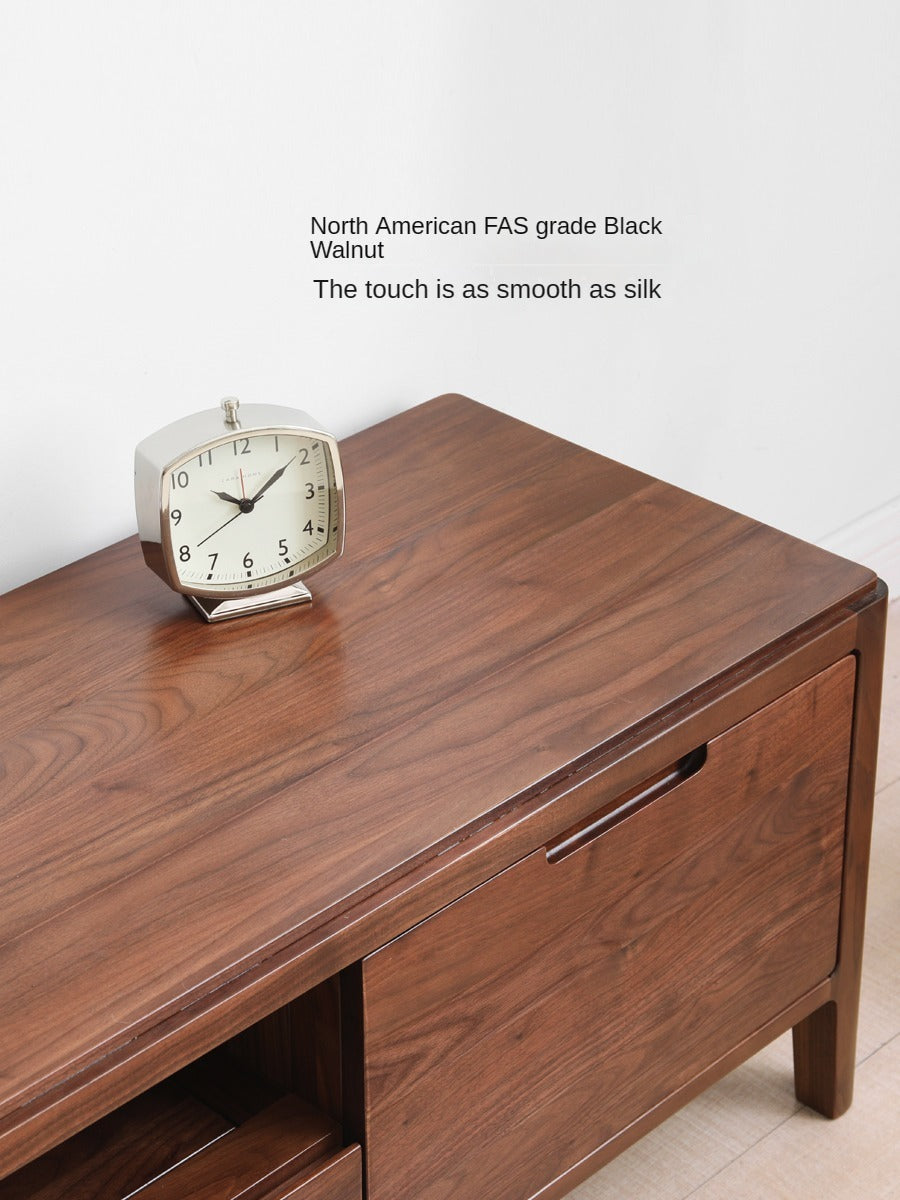 Premium Black Walnut Solid Wood TV Stand - Large Storage Entertainment Center for Living Room, Home Theater & Media Organization