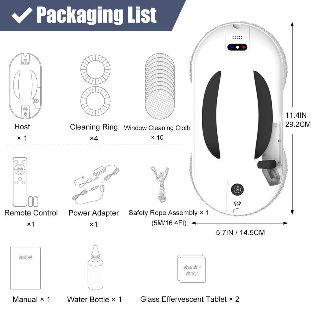 Smart Robot Window Cleaner with App & Remote Control - Automatic Magnetic Glass Cleaning Robot for High Windows, Tables & Ceilings | Perfect for Home, Office & Hard-to-Reach Areas