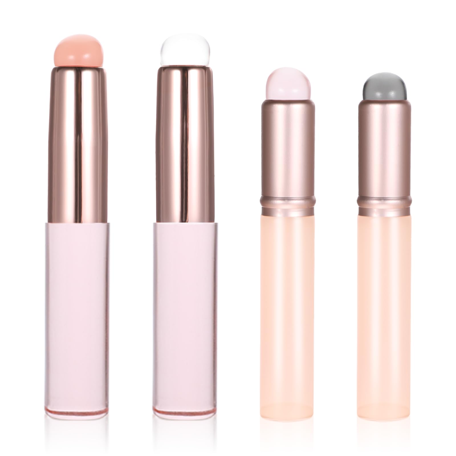 4Pcs Silicone Lip Brush Set - Soft Round Head Lip Makeup Brush for Lip Balm, Gloss & Tint Application - Portable Concealer & Exfoliator with Protective Dust Cap - Perfect for Home, Travel & Professional Makeup Kits