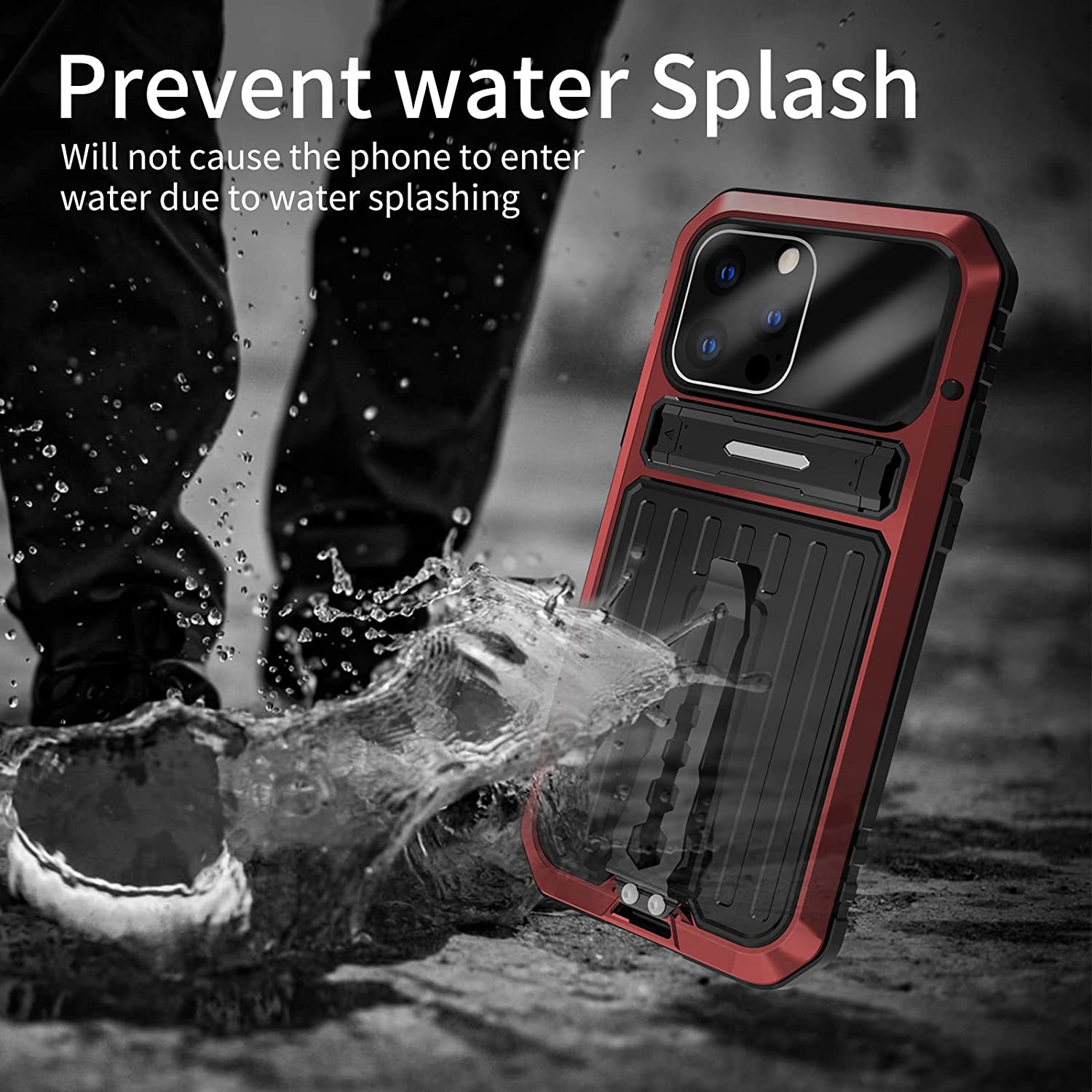 Premium iPhone 13 Metal Kickstand Holster Case - Heavy Duty Aluminum Protective Cover with Stand | Perfect for Outdoor Activities, Work & Travel