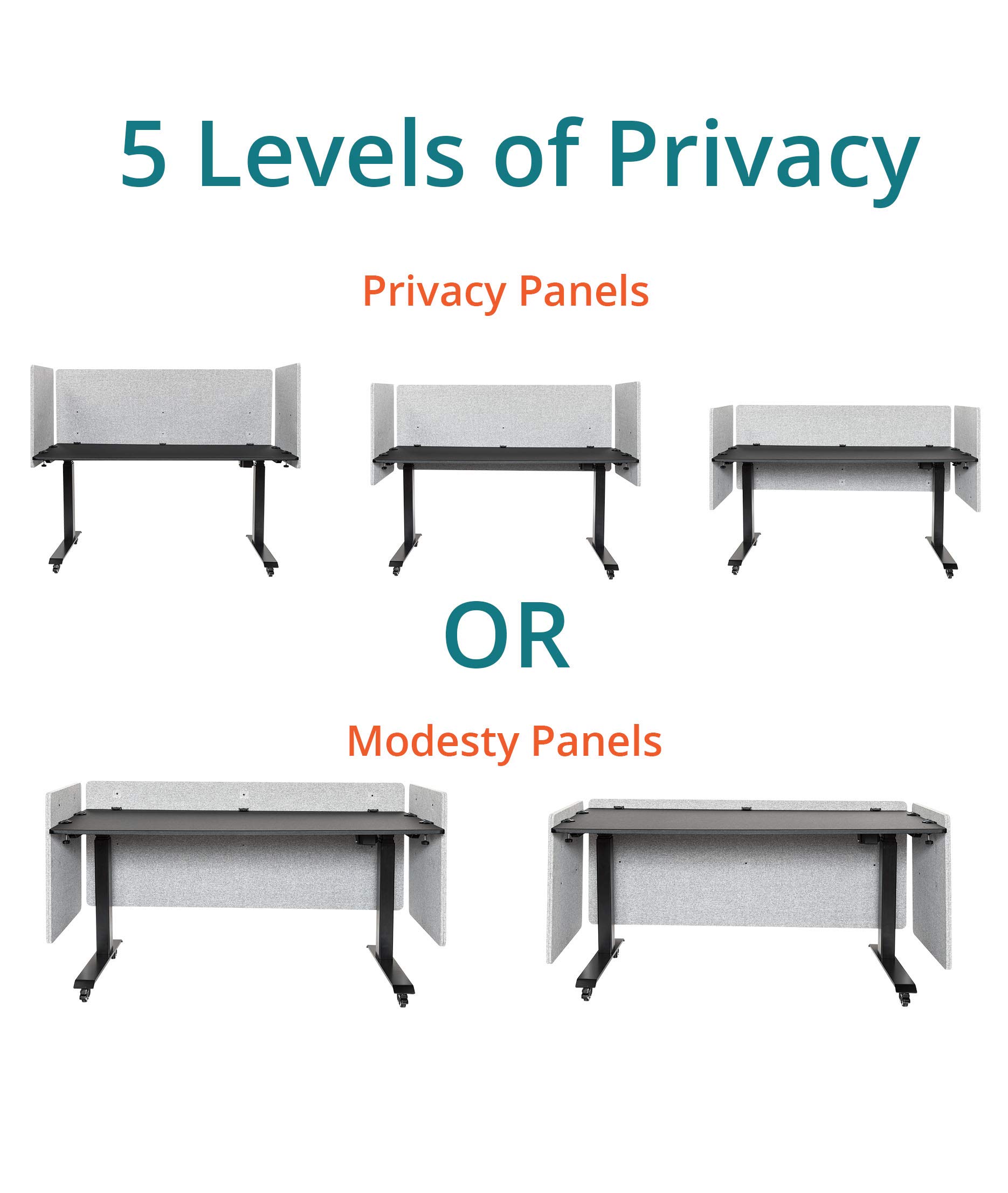 ReFocus Clamp-On Acoustic Desk Divider Privacy Panel - Noise Reducing & Visual Barrier for Stand Up Desks (Ash Gray, 23.6