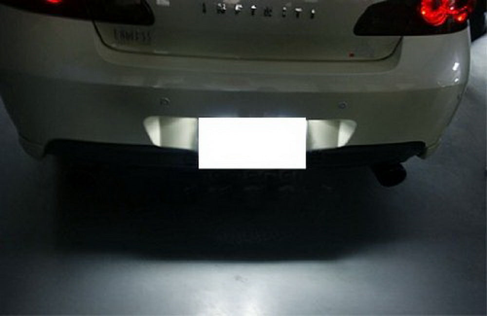 White LED License Plate Lights for Nissan 370Z, GTR, Infiniti G37 - Direct Fit Replacement - Perfect for Night Driving & Car Customization