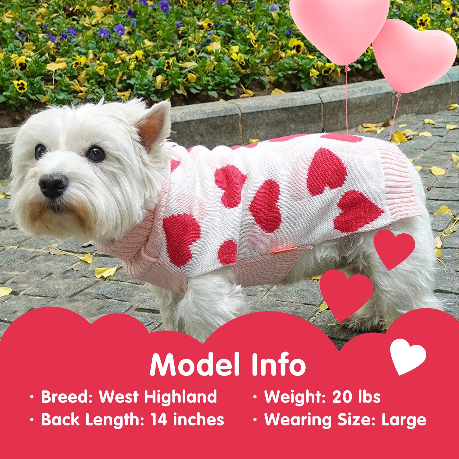 KYEESE Small Dog Sweaters with Leash Hole - Red Heart Pet Sweater for Puppies, Cozy Winter Dog Clothes for Chihuahua, Yorkie, Pug - Perfect for Outdoor Walks & Indoor Comfort