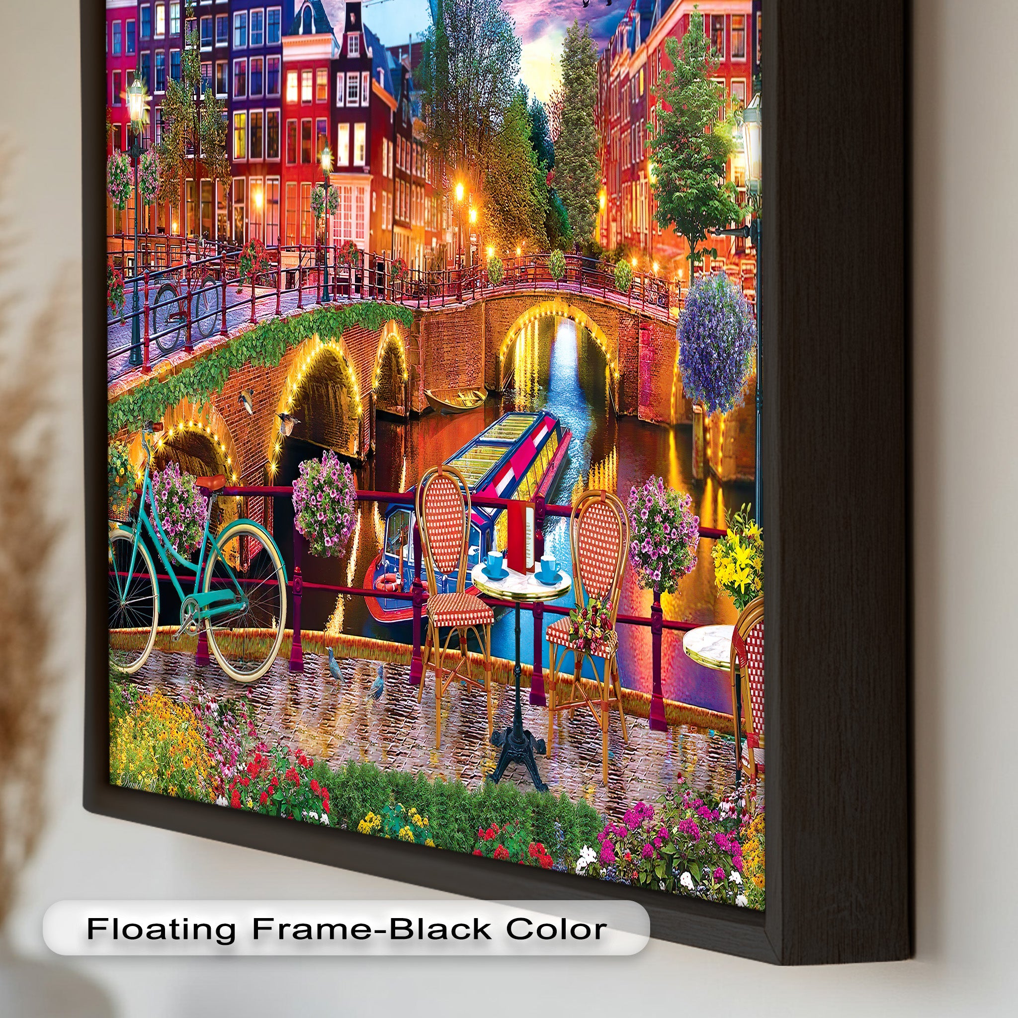 Stunning Amsterdam Sunset Oil Painting - Vibrant Cityscape Wall Art for Living Room & Office Decor