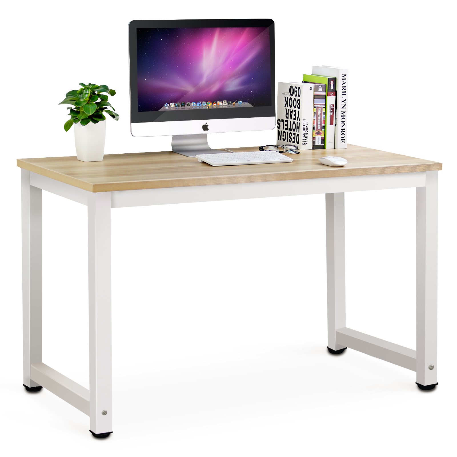 Tribesigns 47 Inch Modern Computer Desk - Light Walnut Home Office Desk with Keyboard Tray, Study Writing Workstation for Small Spaces | Perfect for Remote Work, Gaming & Online Learning
