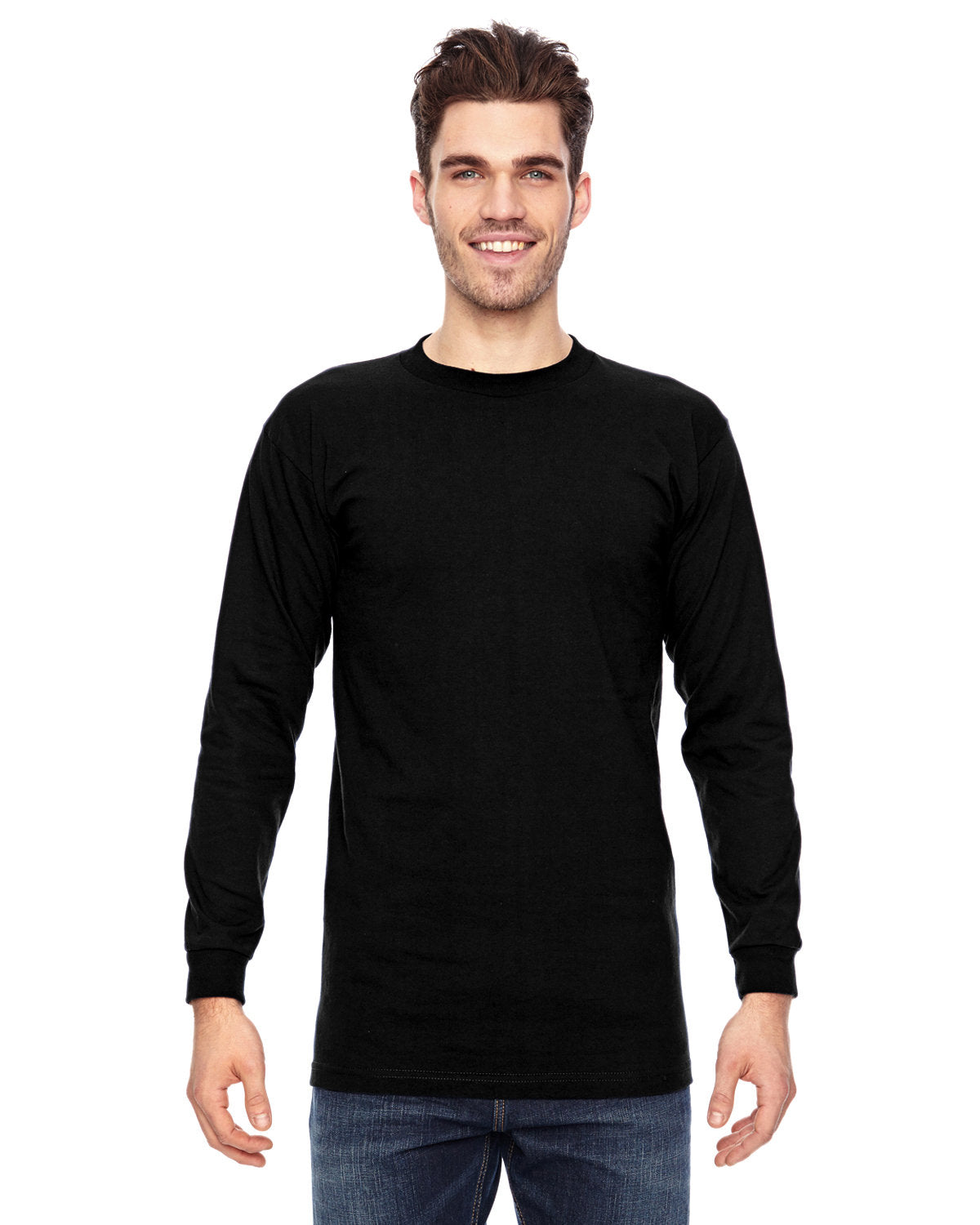 Bayside BA6100 Men's 100% Cotton Long Sleeve T-Shirt - 6.1 oz Comfort Fit Casual Shirt for Work, Outdoor & Everyday Wear