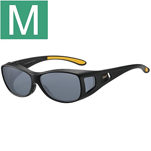 M Size Black Frame Yellow Temple Grey Lens