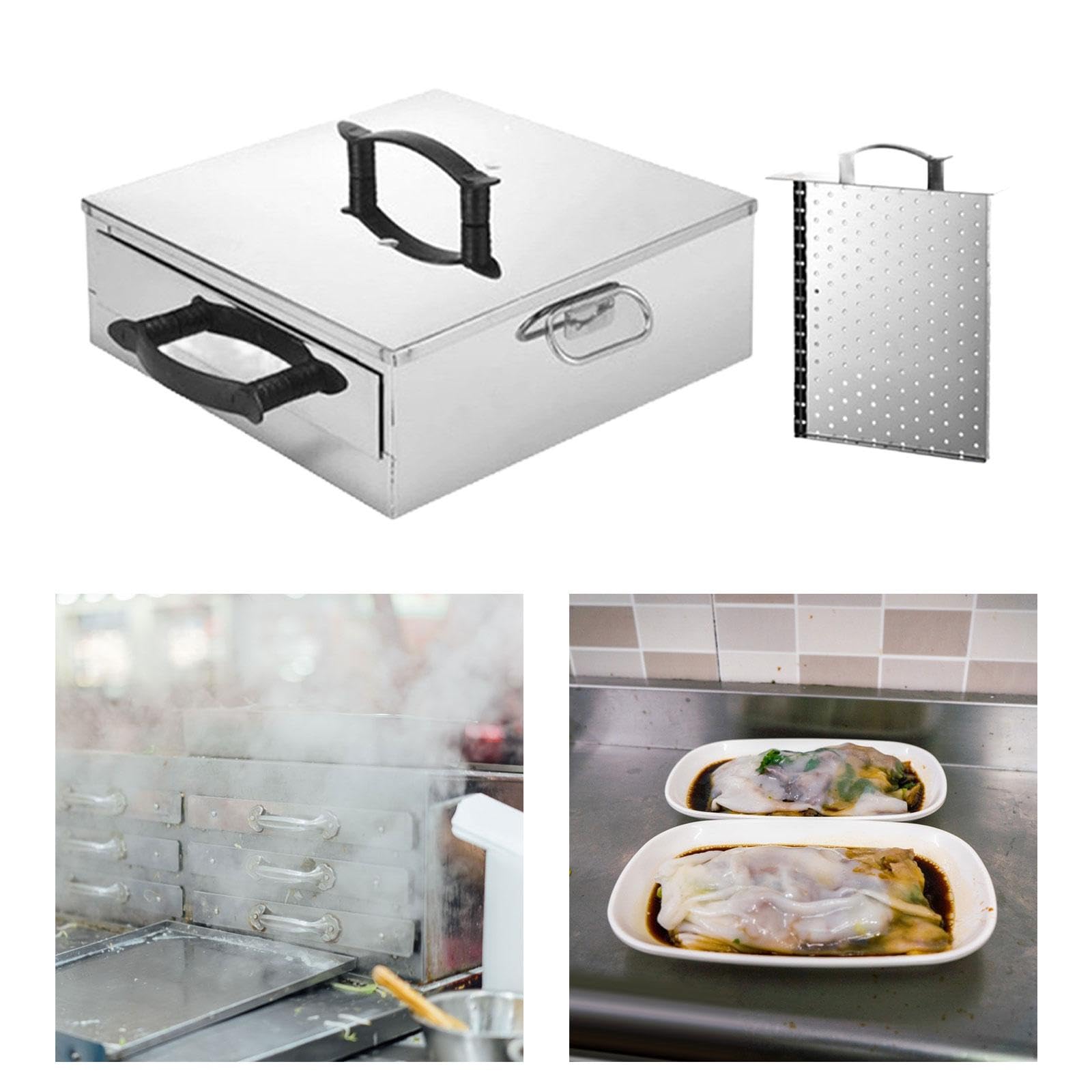 304 Stainless Steel Rice Roll Steamer Machine - 1 Layer Household Rice Noodle & Vermicelli Steamer for Dim Sum, Cheung Fun, and Asian Cuisine - Perfect for Home Kitchens & Small Restaurants
