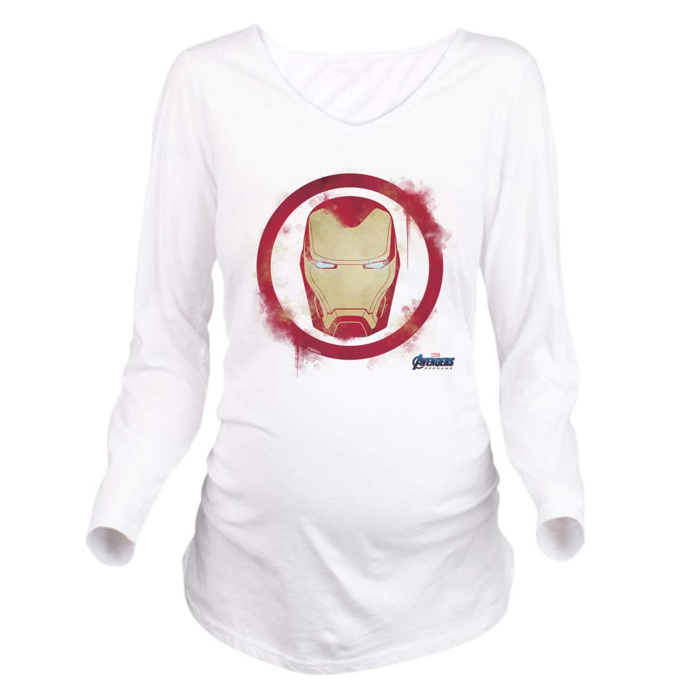 Iron Man Head Long Sleeve Maternity T-Shirt for Pregnant Women - Superhero Marvel Comic Inspired Pregnancy Tee - Perfect for Baby Showers, Gender Reveals & Maternity Photos