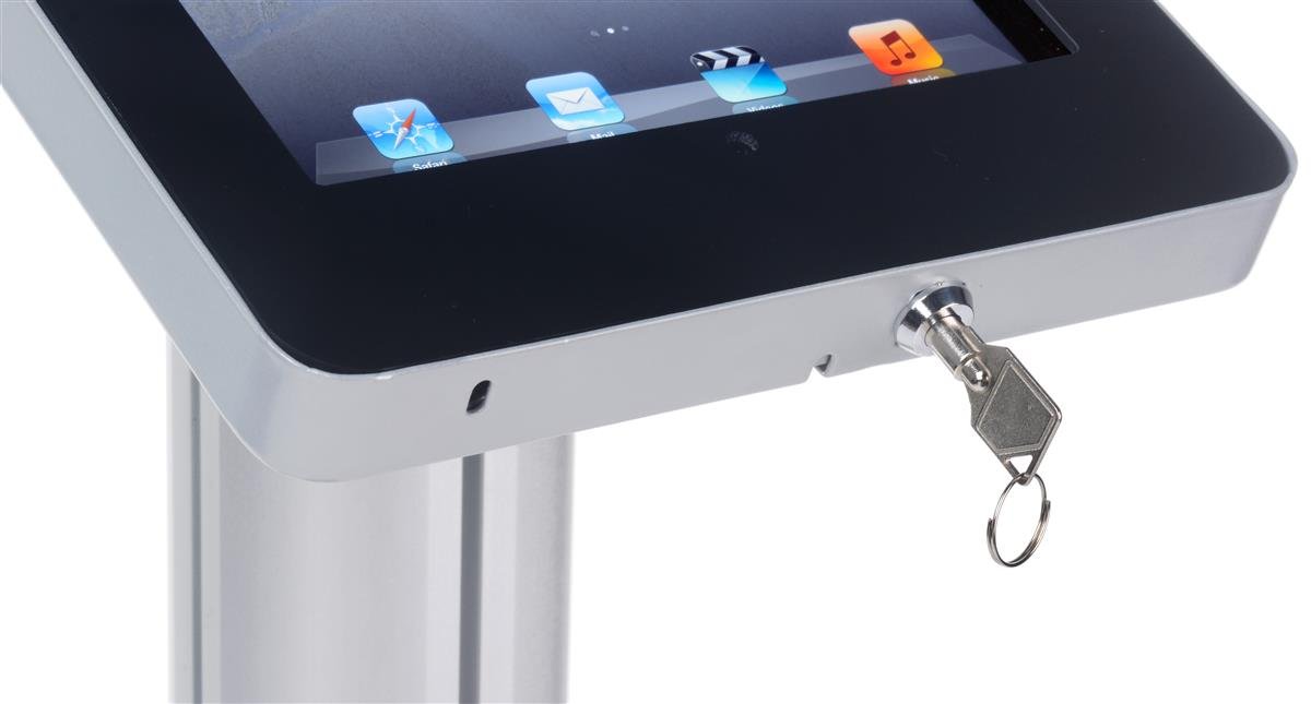 Adjustable Rotating iPad Stand for iPad 2/3/4/Air - 360° Tilt & Swivel with Secure Locking Enclosure & Hidden Home Button Design - Perfect for Desk, Kitchen, Office & Home Entertainment Use