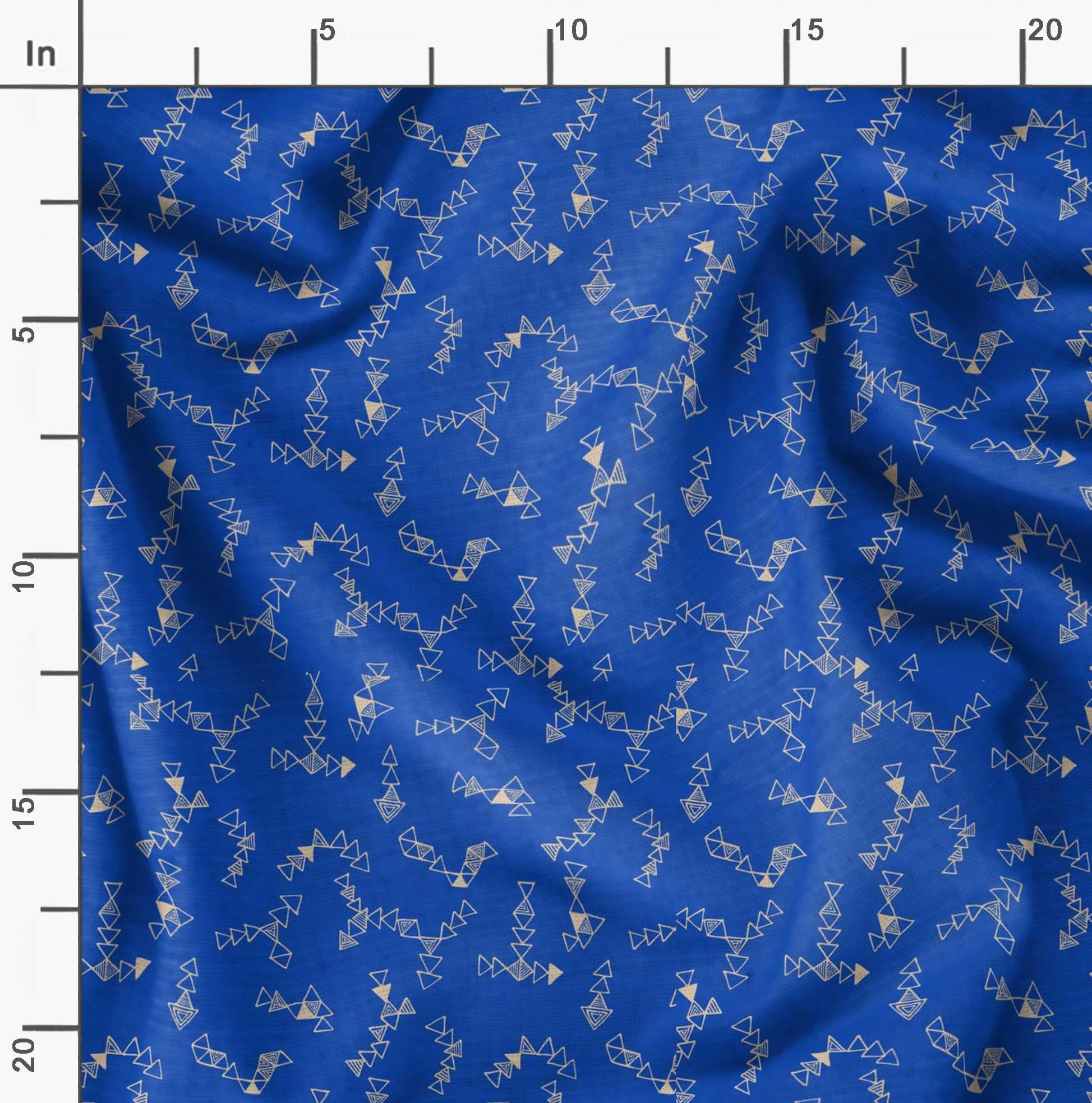 Soimoi Moss Georgette Blue Fabric by The Yard - 42 Inch Wide Geometric Printed Fabric for DIY Crafts, Dresses & Home Decor - Modern Triangle Art Design Material for Sewing Projects