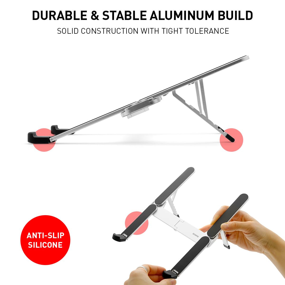 Ergonomic Aluminum Laptop Stand - Foldable & Adjustable with 5-Level Height, Heat Dissipation, Non-Slip Base for 11-16 Inch Laptops - Perfect for Gaming, Office Work, Home Use & Travel Accessories