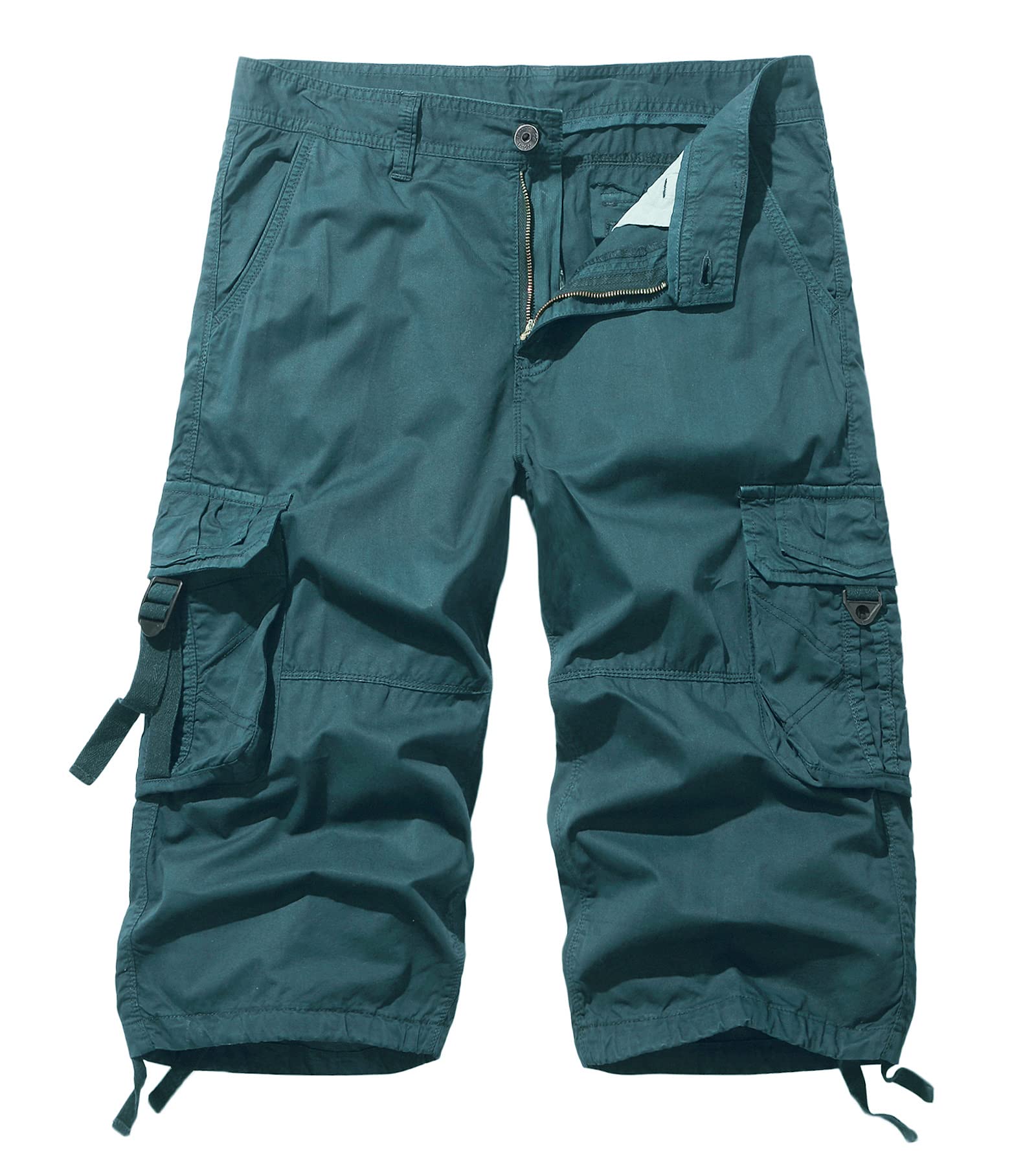 Men's 3/4 Length Cargo Shorts - Below The Knee Stretch Comfort Fit for Hiking, Travel & Outdoor Activities | Quick-Dry & Multi-Pocket Design
