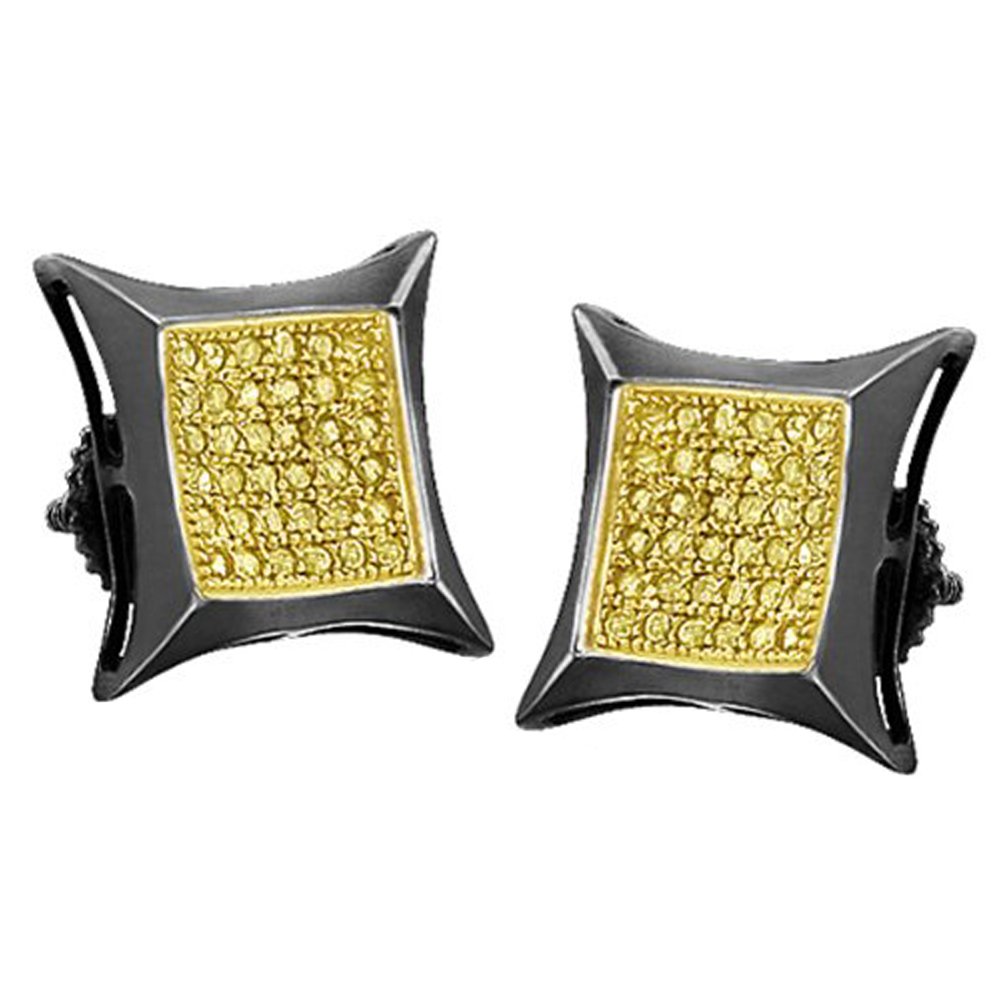 Dazzlingrock 0.05ct Real Diamond Kite Shape Men's Hip Hop Iced Out Stud Earrings in Sterling Silver - Perfect for Gifts, Parties & Urban Fashion