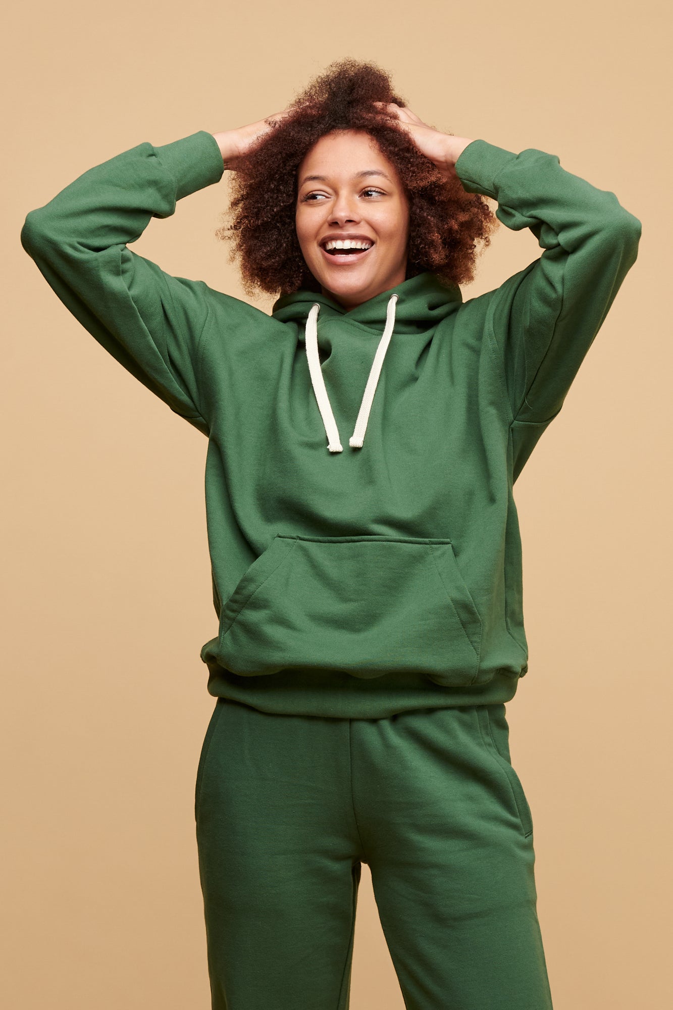 Women's Bottle Green Hooded Sweatshirt - Cozy Pullover Fleece Hoodie for Casual Wear, Lounge & Outdoor Activities