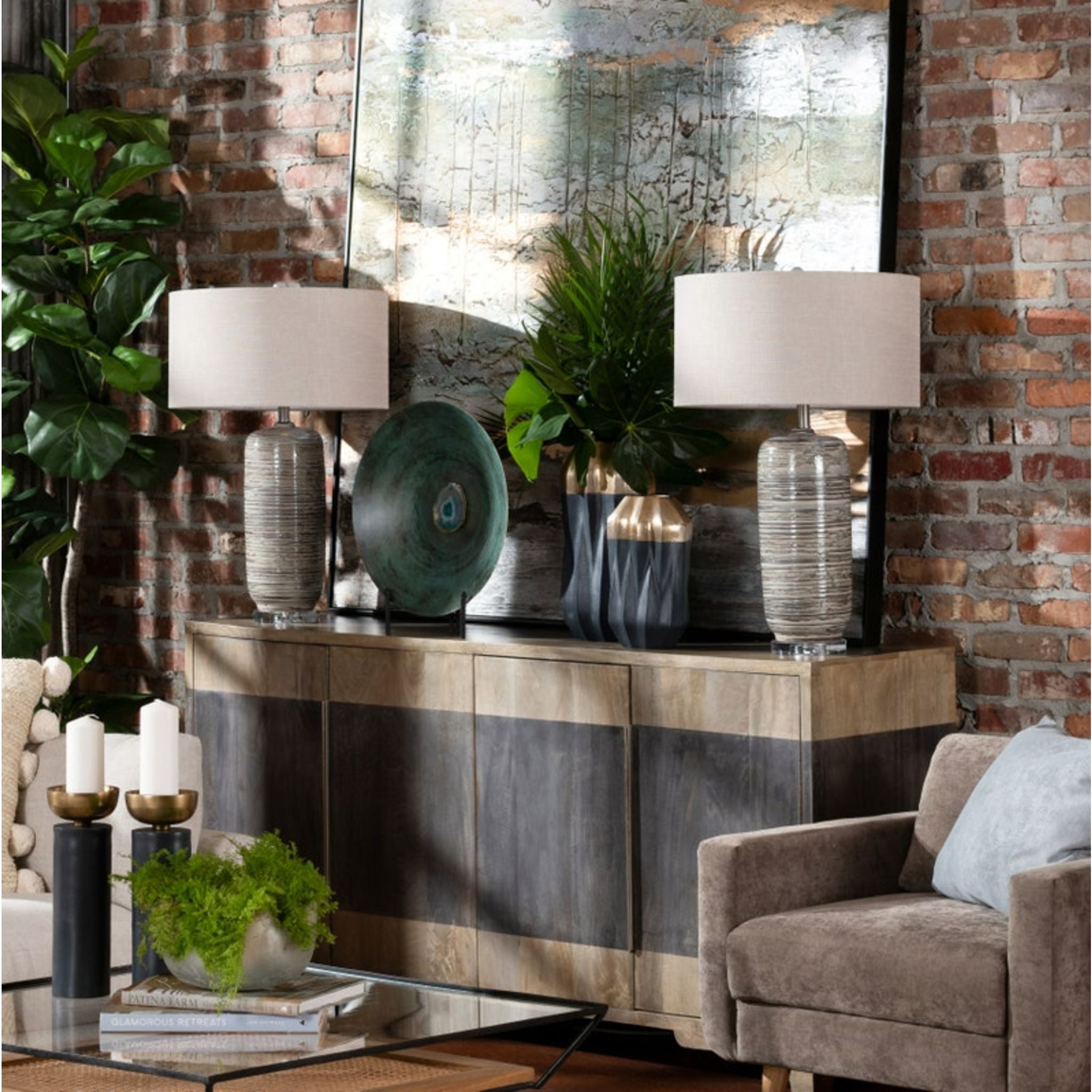 Modern Ashlar Table Lamp - 29 Inch Height, Adjustable Brightness for Bedroom, Living Room & Office - Energy Efficient LED Desk Light with Touch Control & USB Port