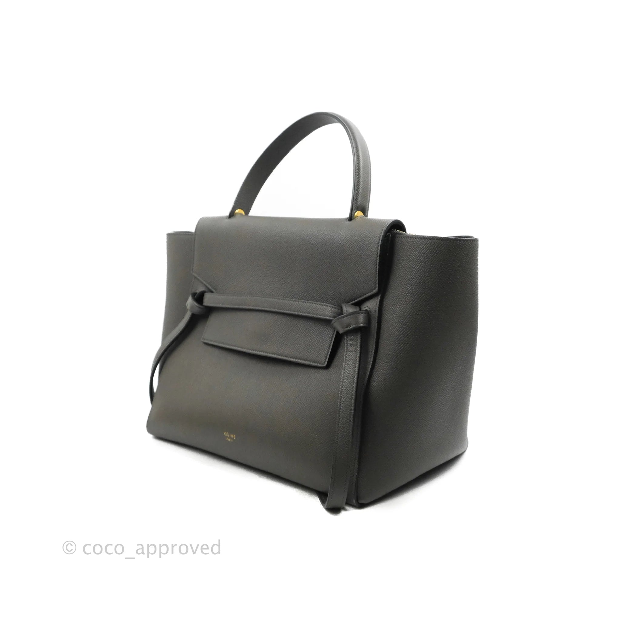 Celine Mini Belt Bag in Grey Grained Calfskin with Gold Hardware - Perfect for Everyday Use, Work & Travel