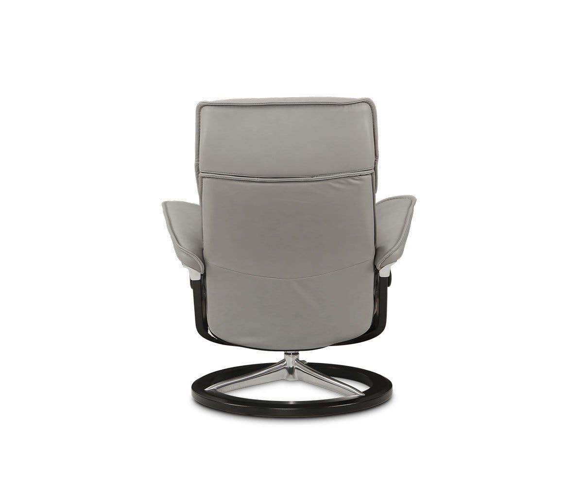 Stressless® Admiral Recliner & Ottoman in Silver Grey - Premium Leather Reclining Chair with Footrest for Living Room, Home Theater & Office Relaxation