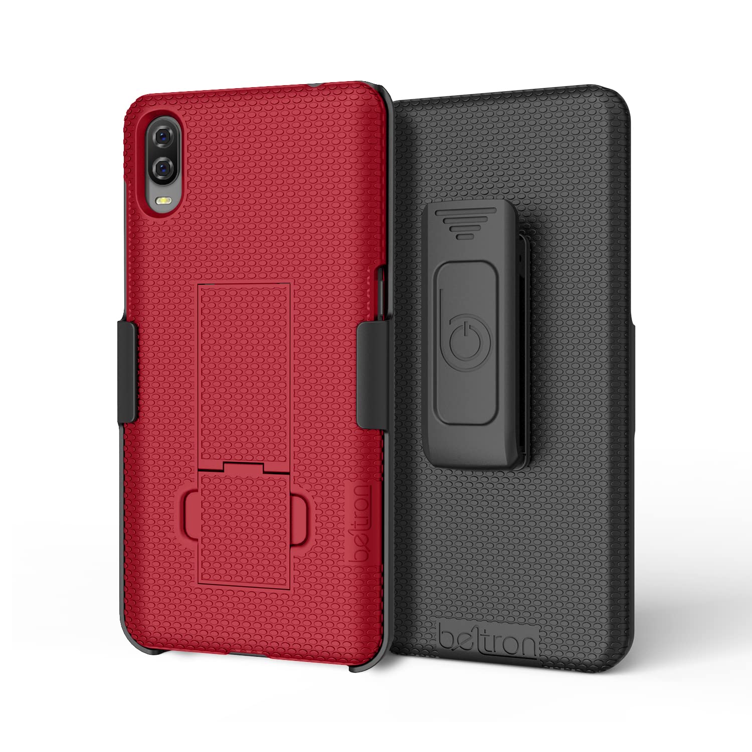 Premium Beltron Slim Protective Case with Kickstand & Belt Clip Holster for Jitterbug Smart3 Phone - Durable Grip Cover for Seniors - Perfect for Everyday Use, Travel & Easy Access (Red)