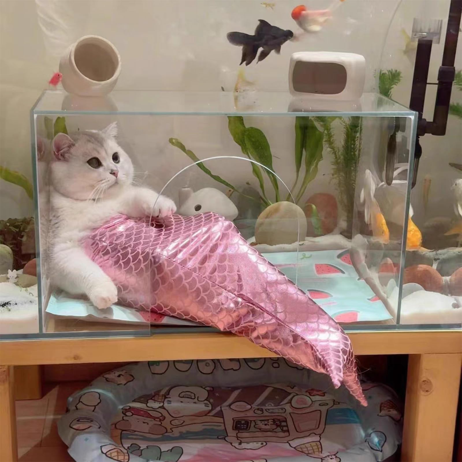 Funny Pink Mermaid Cat Costume - Adorable Mermaid Outfit for Small Dogs & Cats - Perfect for Pet Parties, Halloween & Photo Shoots