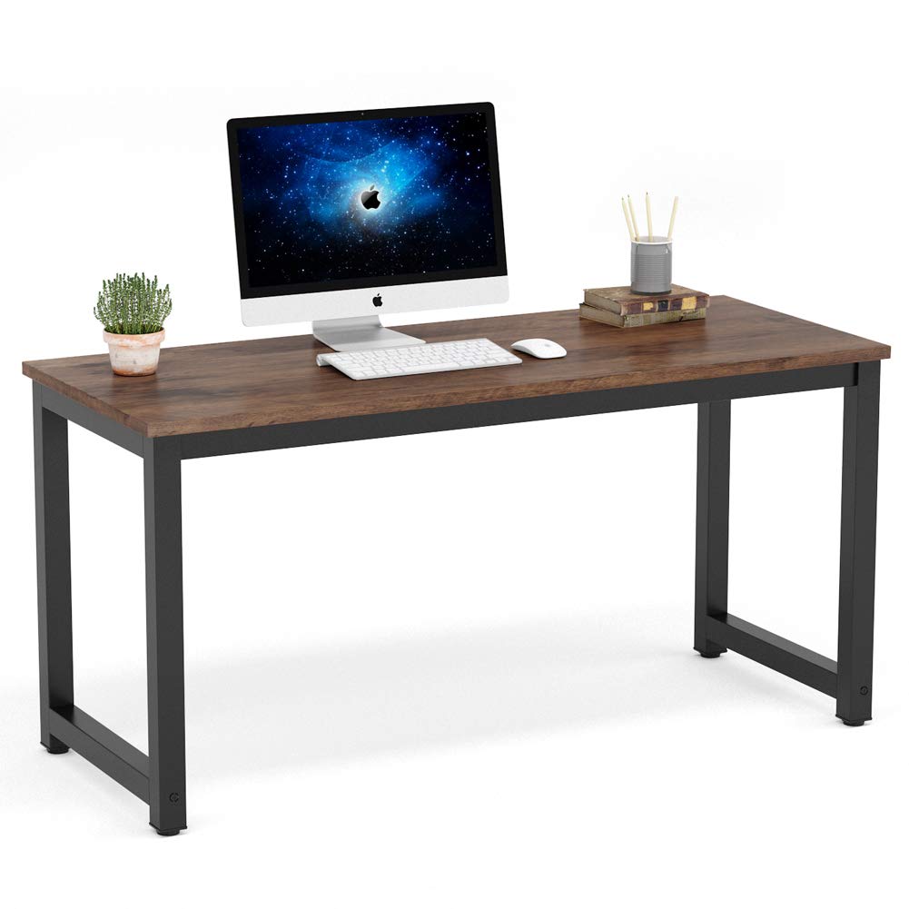 Tribesigns 55 Inch Large Computer Desk - Sturdy Office Desk with Rustic Brown Finish, Perfect for Home Office, Study, Writing & Workstation Use | Ideal for Remote Work, Gaming & Productivity